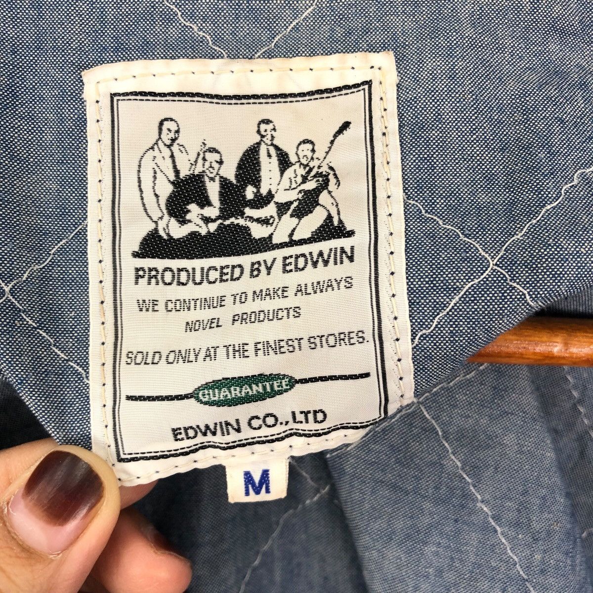 Edwin Vintage 80s EDWIN USA Indigo Bomber Jacket Size M / US 6-8 / IT 42-44 - 6 Thumbnail