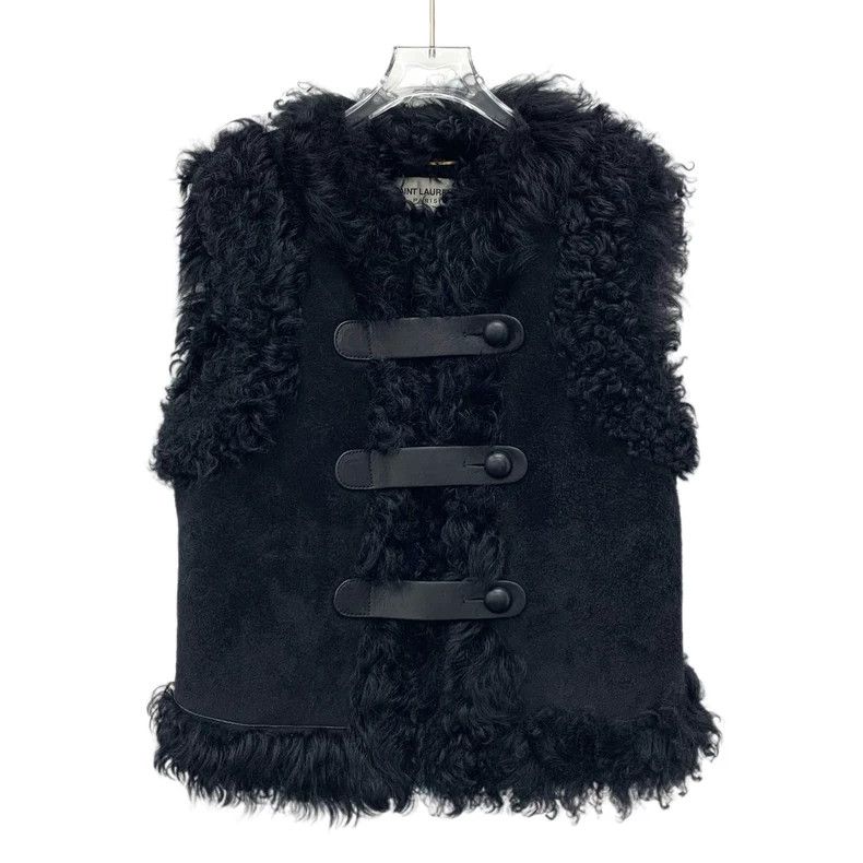 Saint Laurent Paris Saint Laurent Black Shearling Vest Jacket Size US S / EU 44-46 / 1 - 1 Thumbnail
