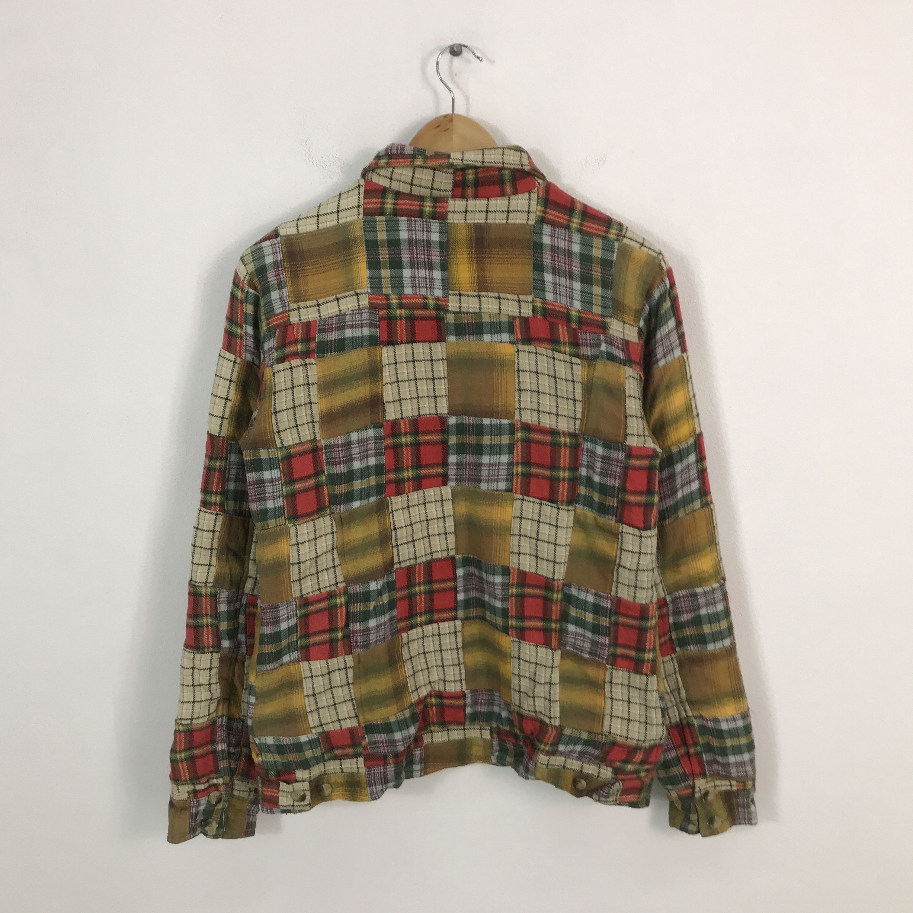 Japanese Brand × Vintage Vtg Japanese brand patchwork Tartan designs button jacket Size US M / EU 48-50 / 2 - 2 Thumbnail