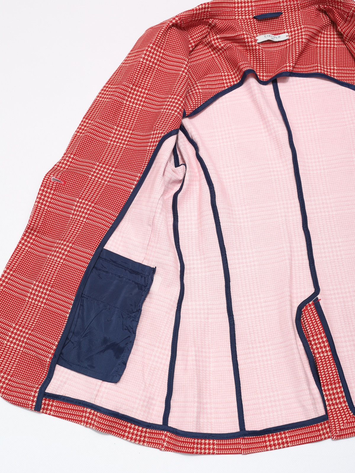 Circolo 1901 Circolo 1901 Red White Houndstooth Blazer Cotton Elastane Size L / US 10 / IT 46 - 11 Thumbnail
