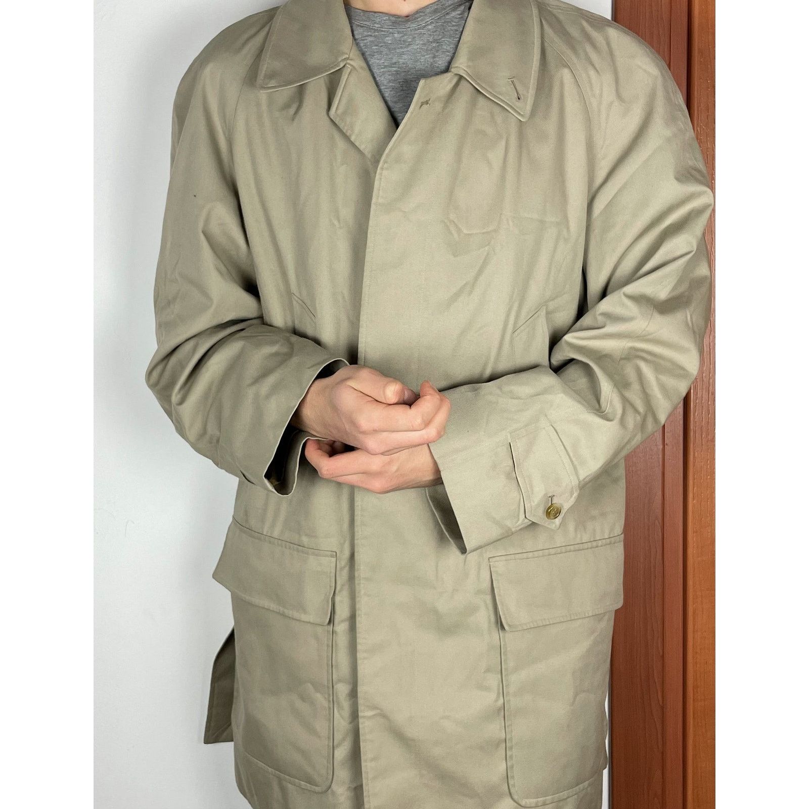 Burberry Burberry Mens Beige Lined Pockets Buttoned Cuffs Trench Coat Size US M / EU 48-50 / 2 - 2 Thumbnail