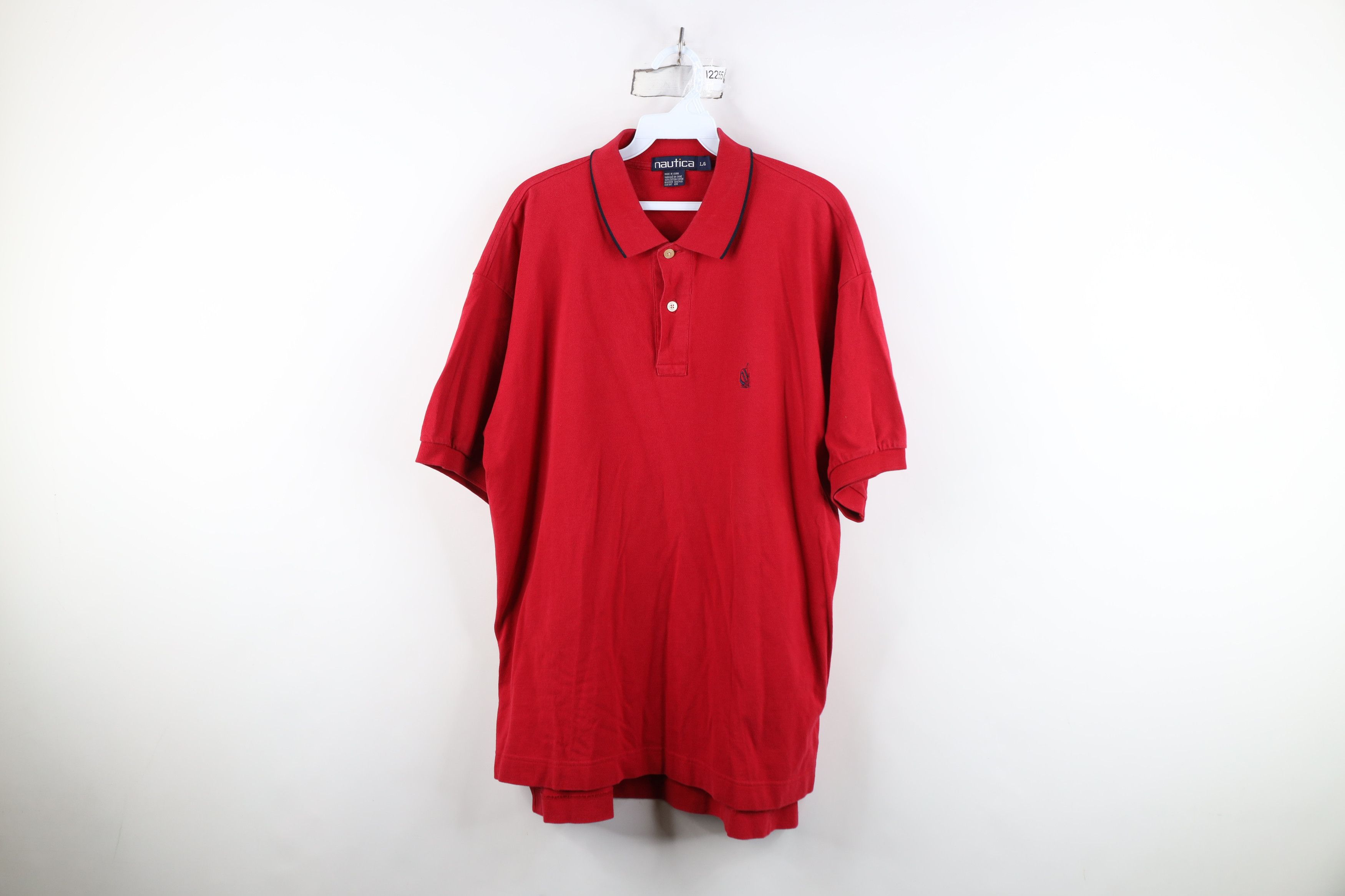 Nautica Vintage 90s Nautica Knit Collared Golf Polo Shirt Red Size US L / EU 52-54 / 3 - 1 Thumbnail