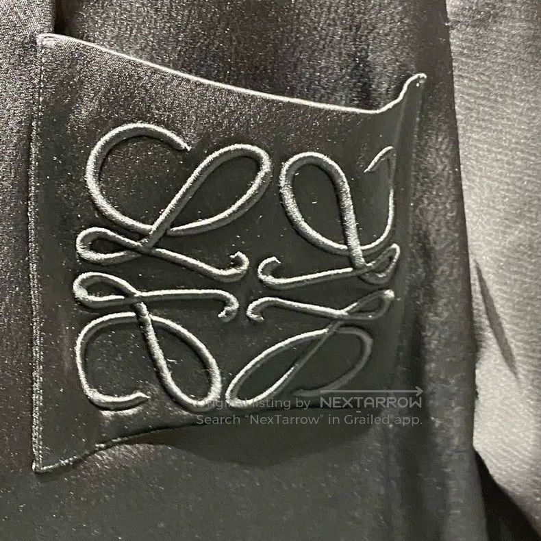 Loewe Black Satin Embroidered Logo Shirt