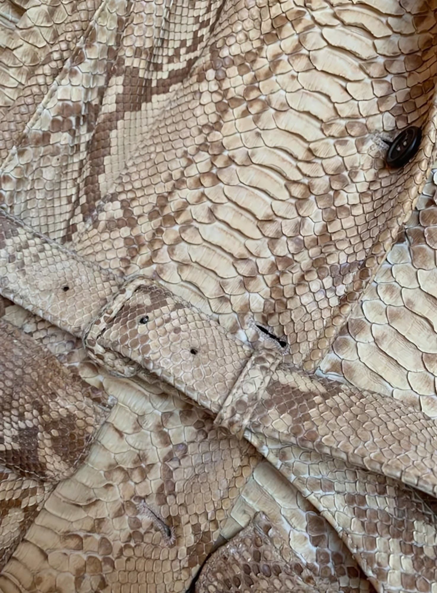 Prada S/S 2004 REAL PYTHON SKIN LEATHER SHORT BELTED JACKET Size L / US 10 / IT 46 - 3 Thumbnail