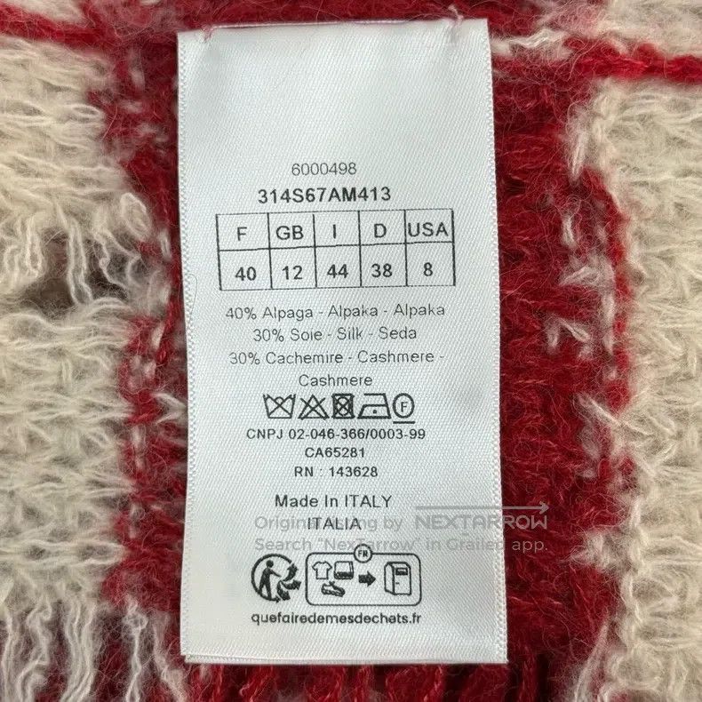 Dior Dior Red and white striped embroidered bee alpaca wool mul Size S / US 4 / IT 40 - 6 Thumbnail