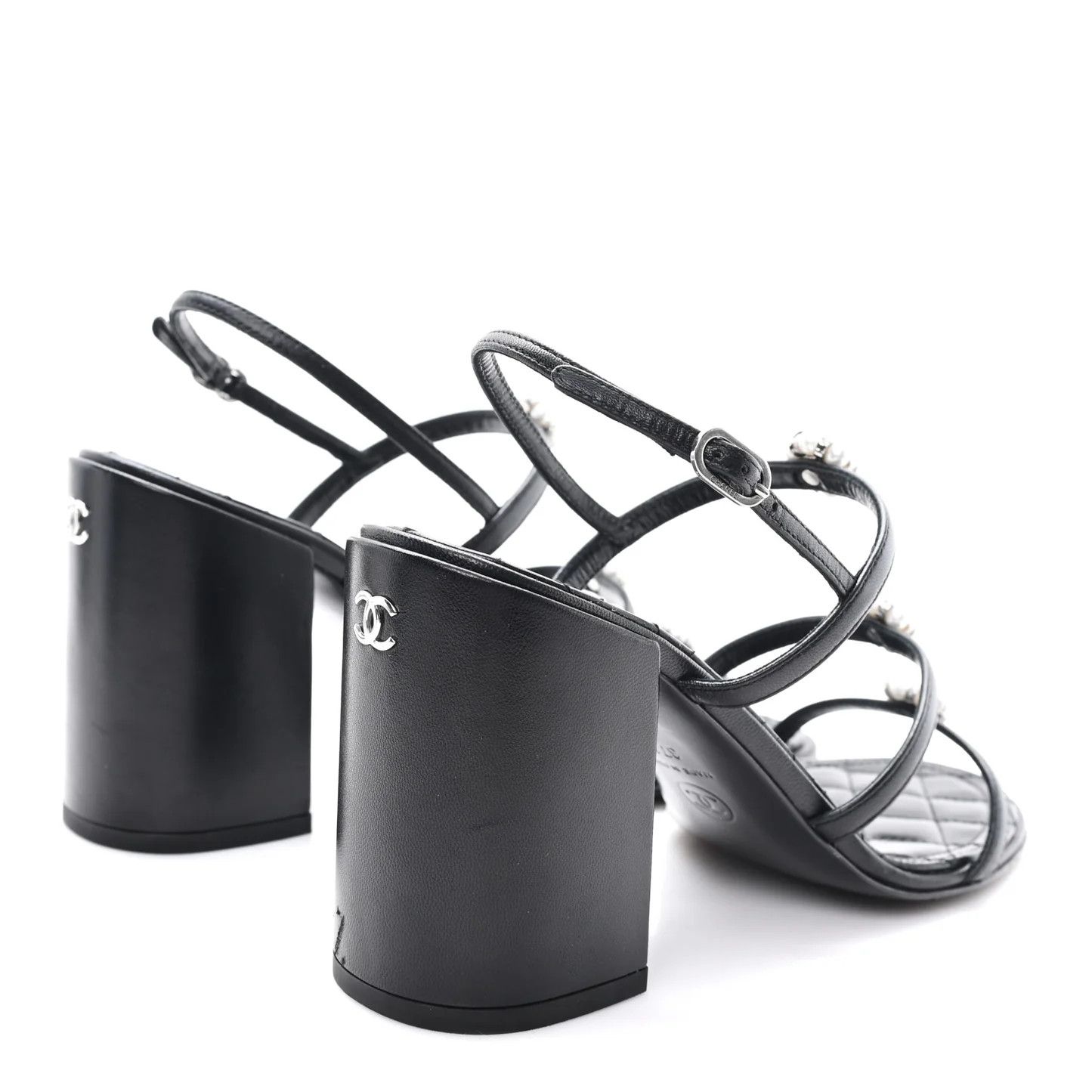 Chanel o1h1sh10526 Pearl CC Sandals in Black Size US 9 / IT 39 - 5 Thumbnail