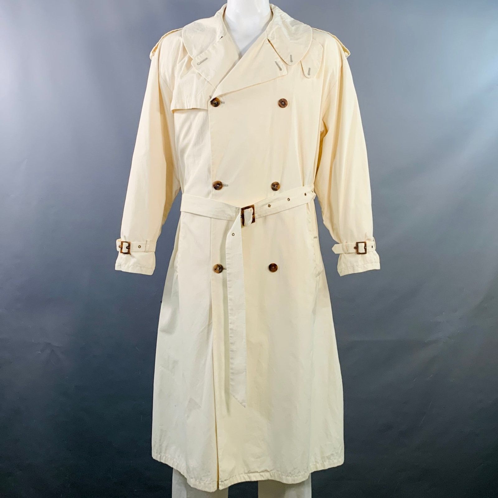 Giorgio Armani Vintage Size L Cream Cotton Oversized Belted Trenchcoat Size US L / EU 52-54 / 3 - 1 Thumbnail