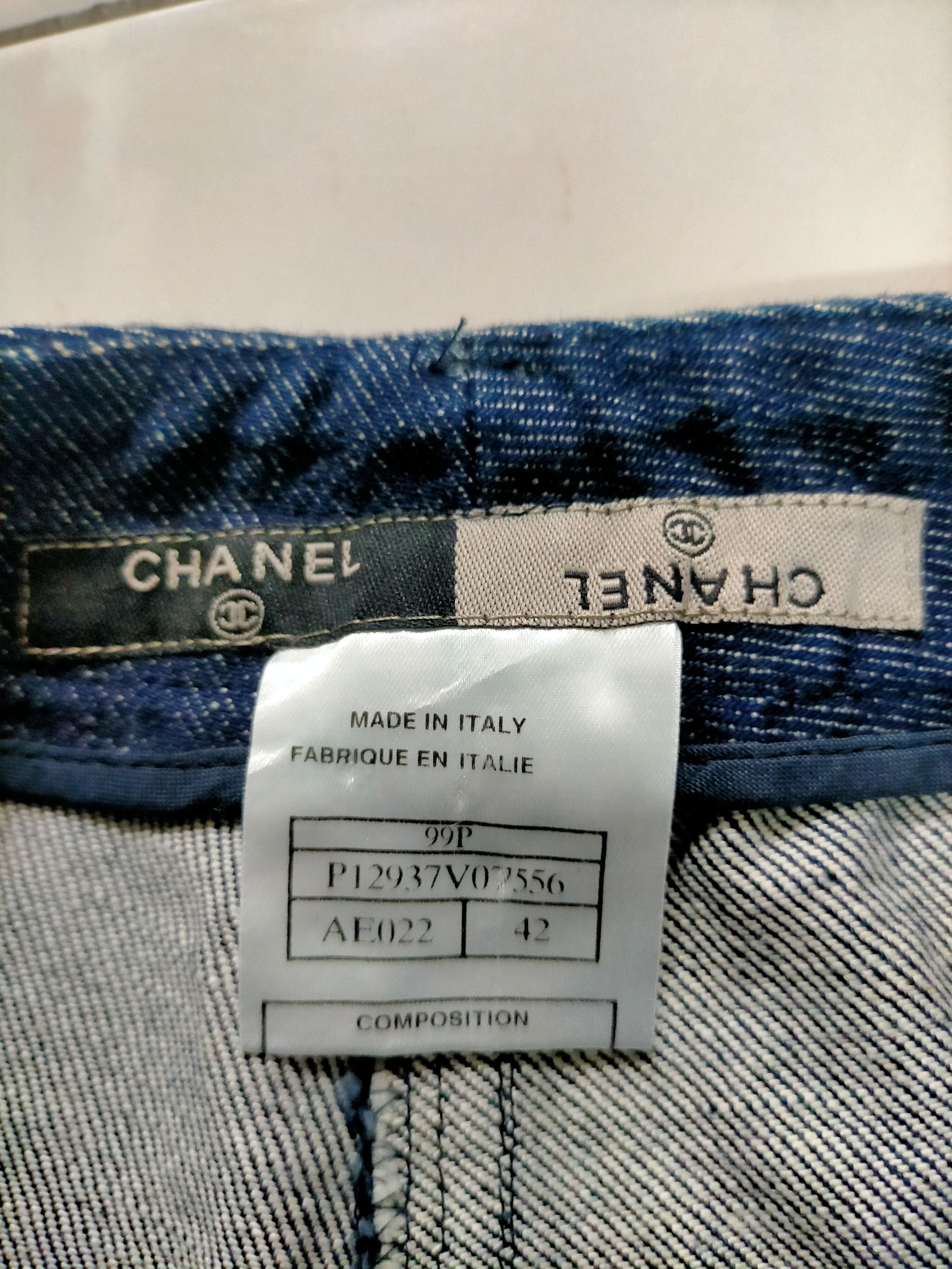 Chanel × Vintage Vintage Chanel 99P 1999 Spring Denim Blue Jeans Trousers Size 31" - 3 Thumbnail