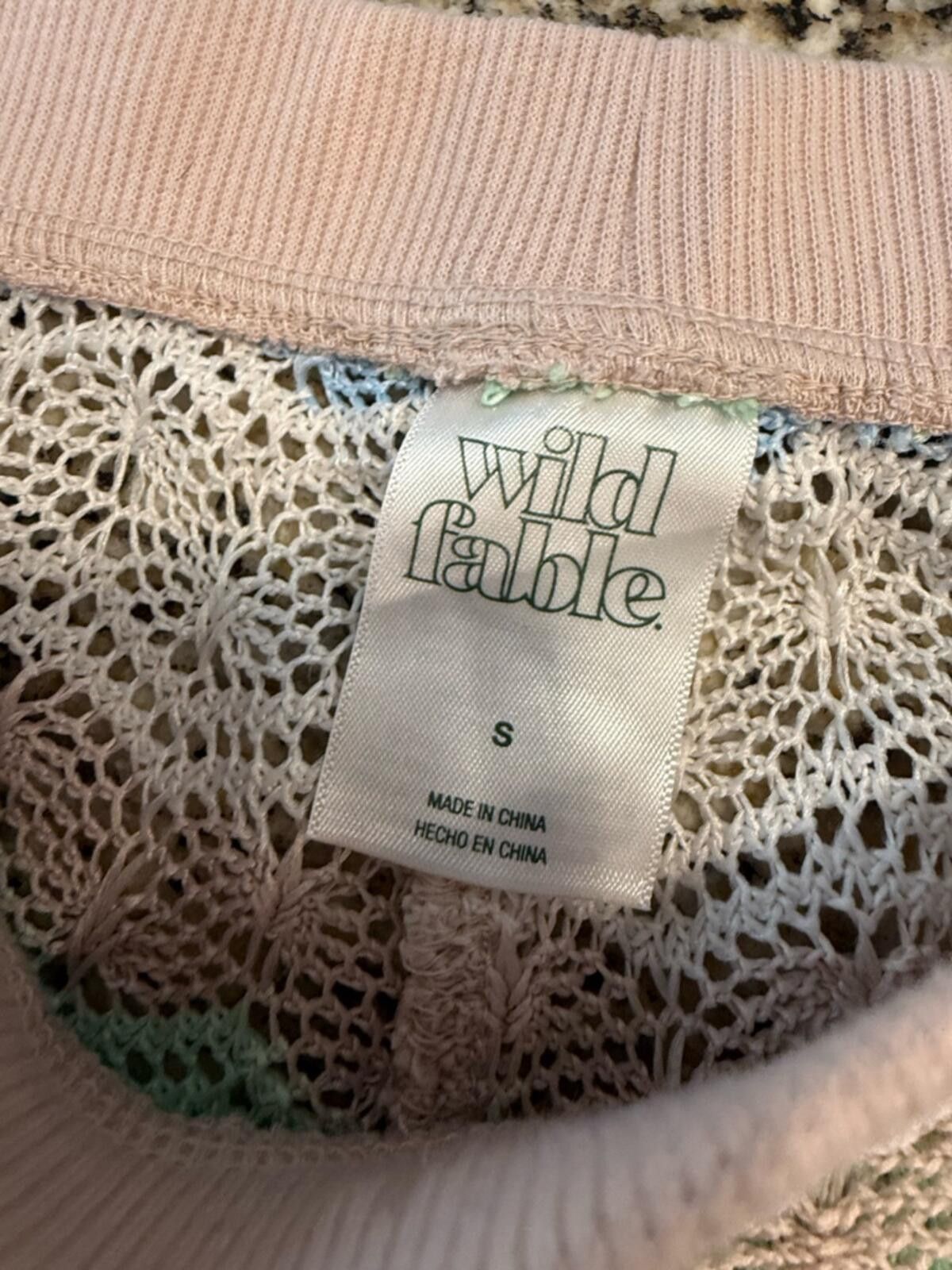 Other Wild Fable crochet lace shorts sheer teal cream brown SZ SM Size ONE SIZE - 4 Thumbnail