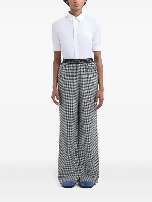 Marni o1w1db10426 Gingham-Patterned Trousers in Black Size 28" / US 6 / IT 42 - 2 Thumbnail