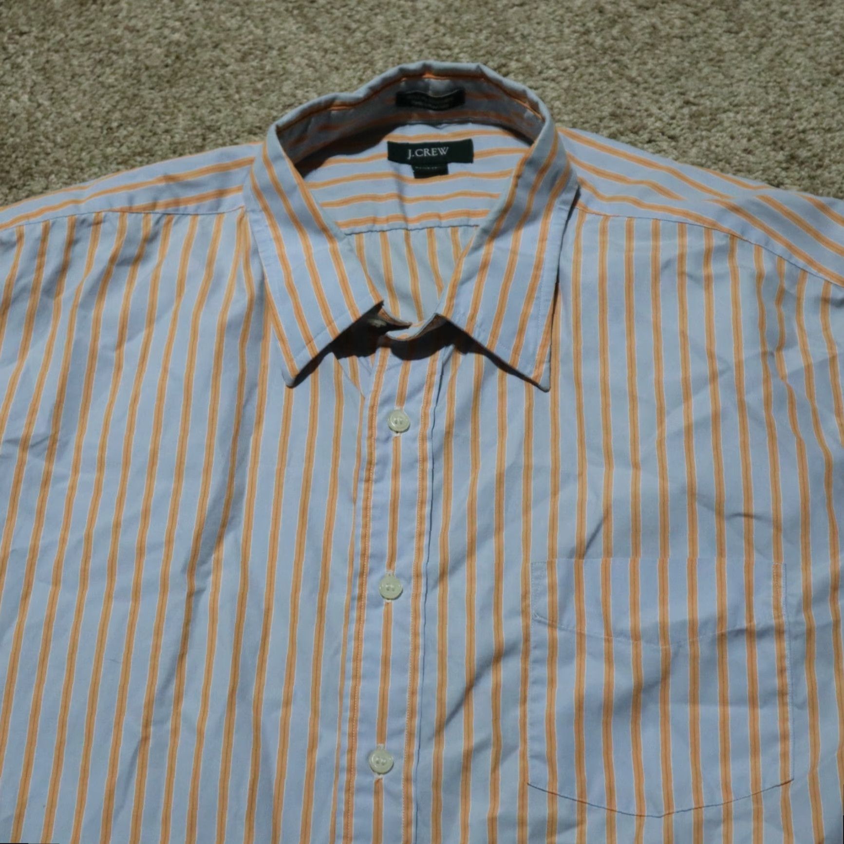 J.Crew J.Crew Men's Button up Shirt 2 ply Blue With Orange Stripes Size 17 17.5 Size US XL / EU 56 / 4 - 2 Thumbnail