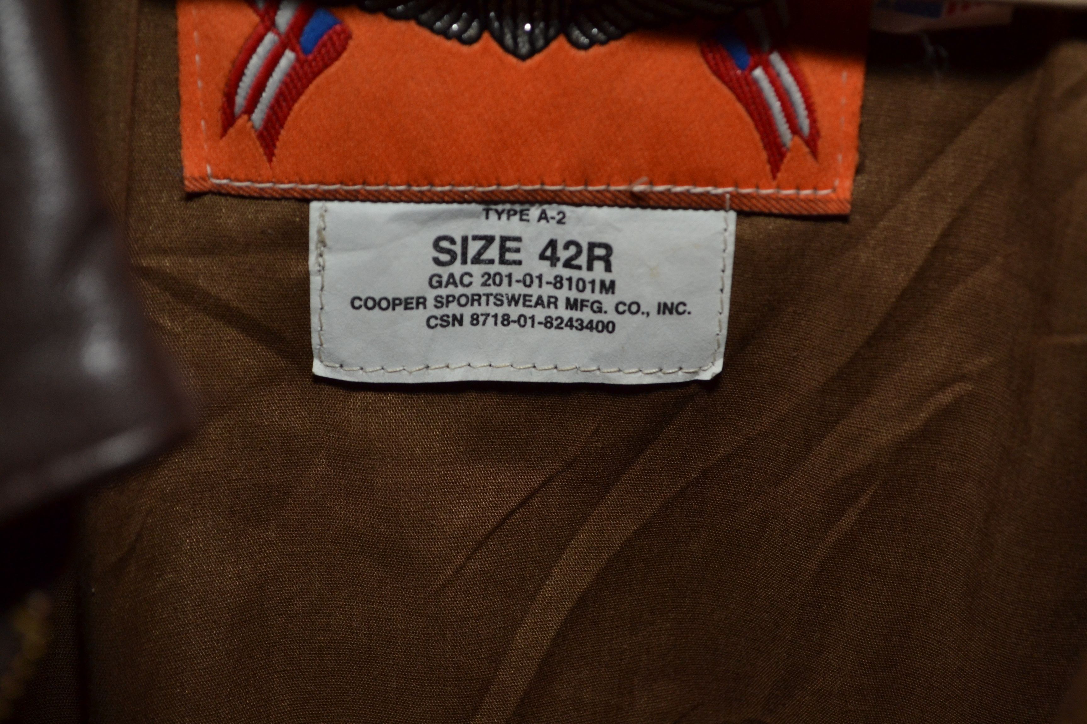 Cooper COOPER TYPE A-2 USAF USA Leather Bomber Flight Jacket 42R Size US L / EU 52-54 / 3 - 9 Thumbnail