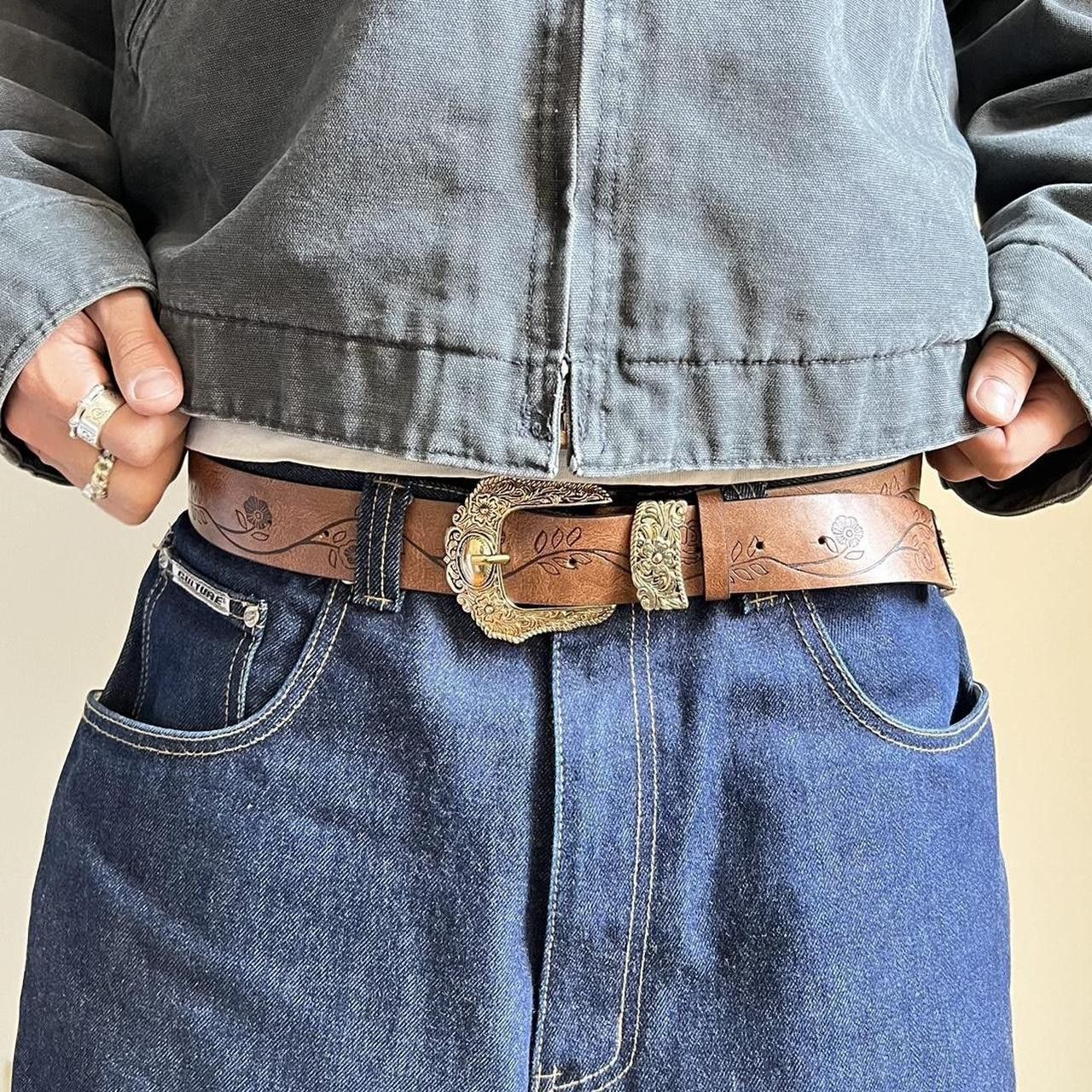 Cowboy Equipment × Vintage vintage style brown american western floral gold boho belt Size ONE SIZE - 1 Thumbnail