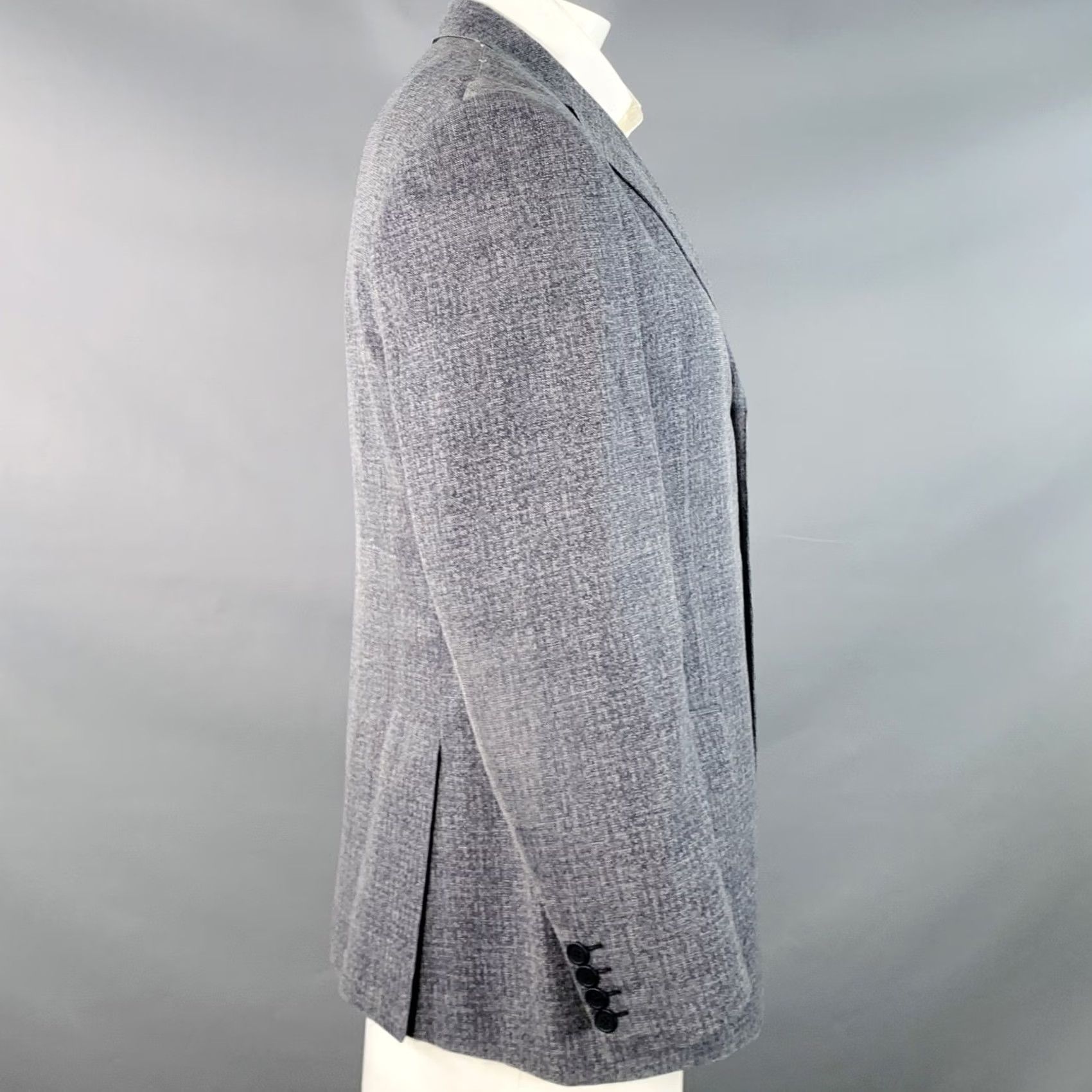 Bottega Veneta BOTTEGA VENETA Sport Coat Size 46 Navy White Melange Virgin Wool Notch Lapel Size US S / EU 44-46 / 1 - 3 Thumbnail