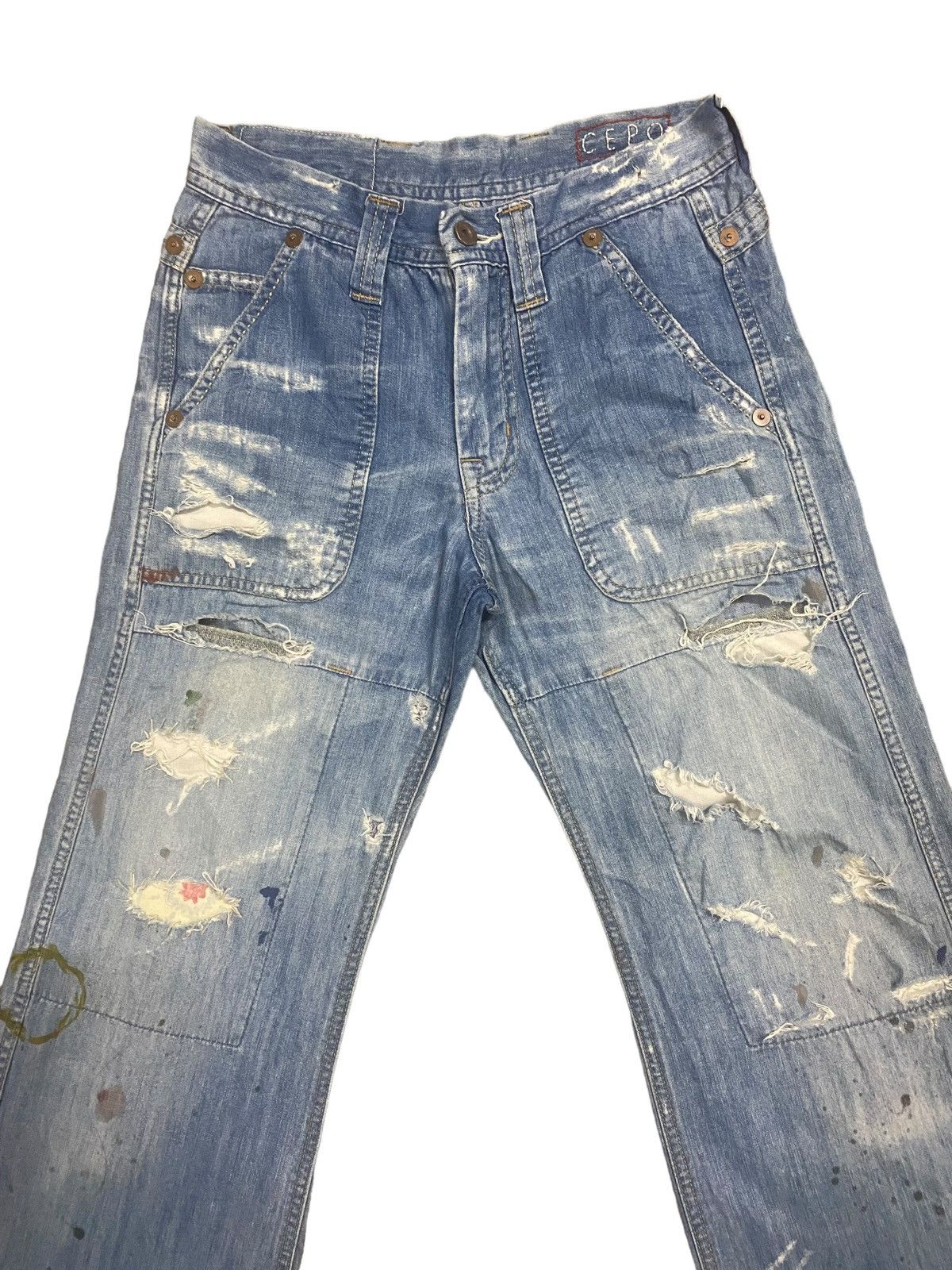 If Six Was Nine × Japanese Brand × Tornado Mart 🔥Flare🔥 Cepo Work Multipocket Distress Buckle Jeans Size US 29 - 4 Thumbnail