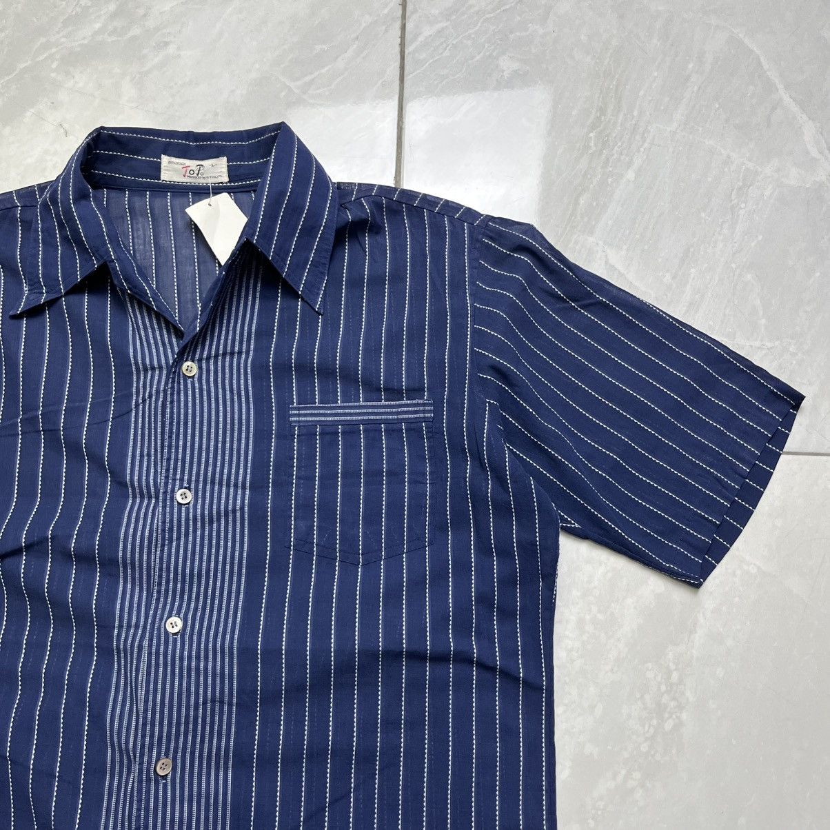 Vintage Topco navy inspired issey miyake short sleeve button shirt Size US L / EU 52-54 / 3 - 3 Thumbnail