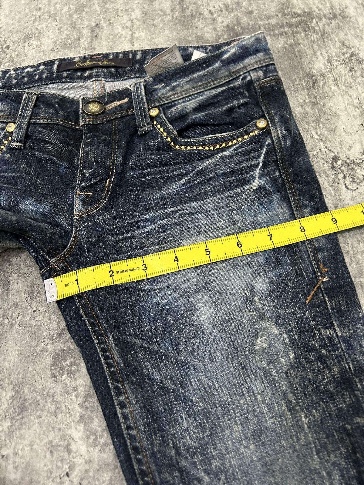 If Six Was Nine × Japanese Brand × Le Grande Bleu (L.G.B.) Buckaro Design Acid Wash Pattern Distressed Denim Pants Size 28" / US 6 / IT 42 - 20 Thumbnail