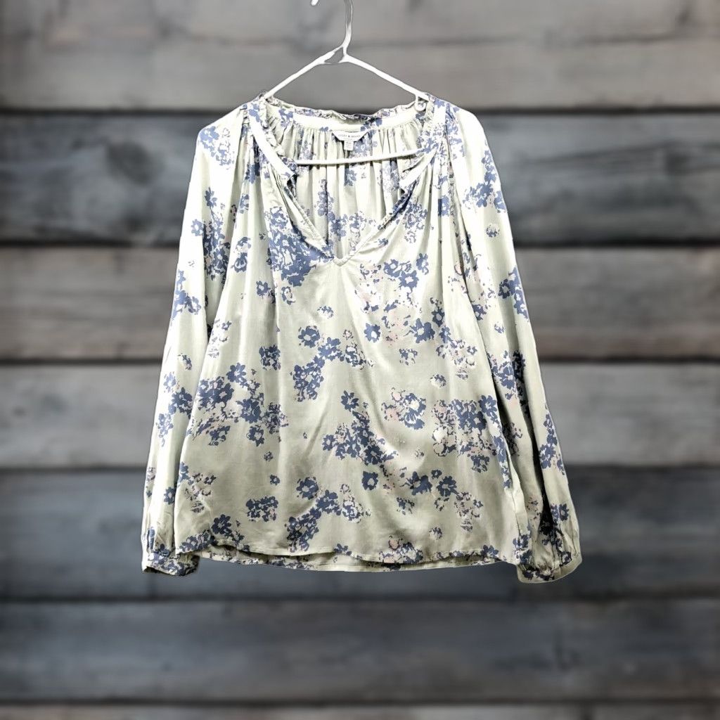 Lucky Brand VINTAGE Lucky Brand Floral Long Sleeve Blouse Womens Medium Mint Green Size M / US 6-8 / IT 42-44 - 1 Thumbnail