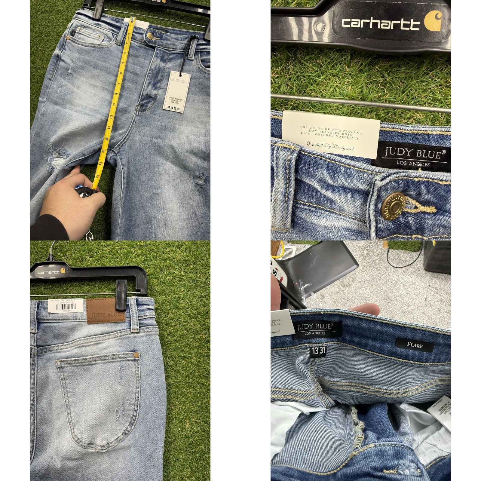 Vintage Judy Blue Jeans Flare Women's 13/31 High Rise Raw Hem Light Wash Stretch NWT Denim 5-Pocket Regular Inseam 33 Blue Jeans Women's Jeans Size 34" / US 12 / IT 48 - 7 Thumbnail