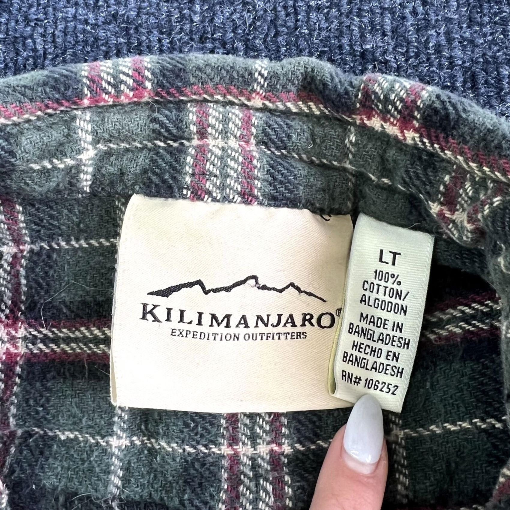 Vintage Kilimanjaro Flannel Shirt Mens LT Green Plaid Long Sleeve Button Up Casual Size US L / EU 52-54 / 3 - 3 Thumbnail