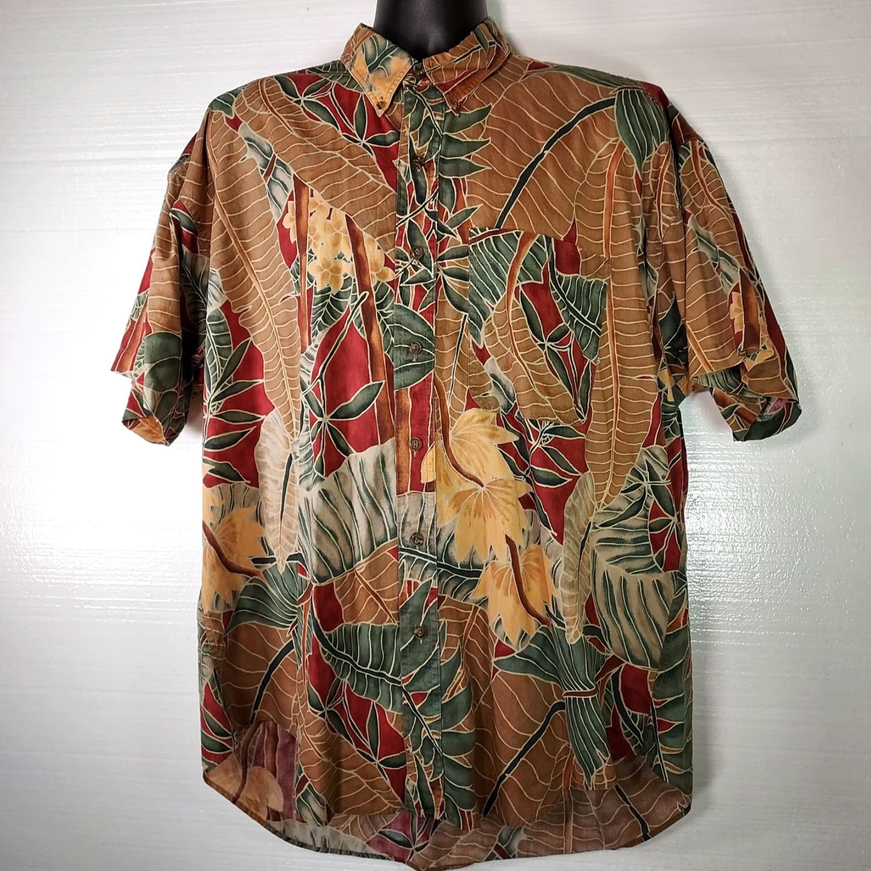 Ralph Lauren VINTAGE Ralph Lauren Shirt Men's XL Brown Tropical Botanical Short Sleeve Button-Up Shirt Size US XL / EU 56 / 4 - 2 Thumbnail