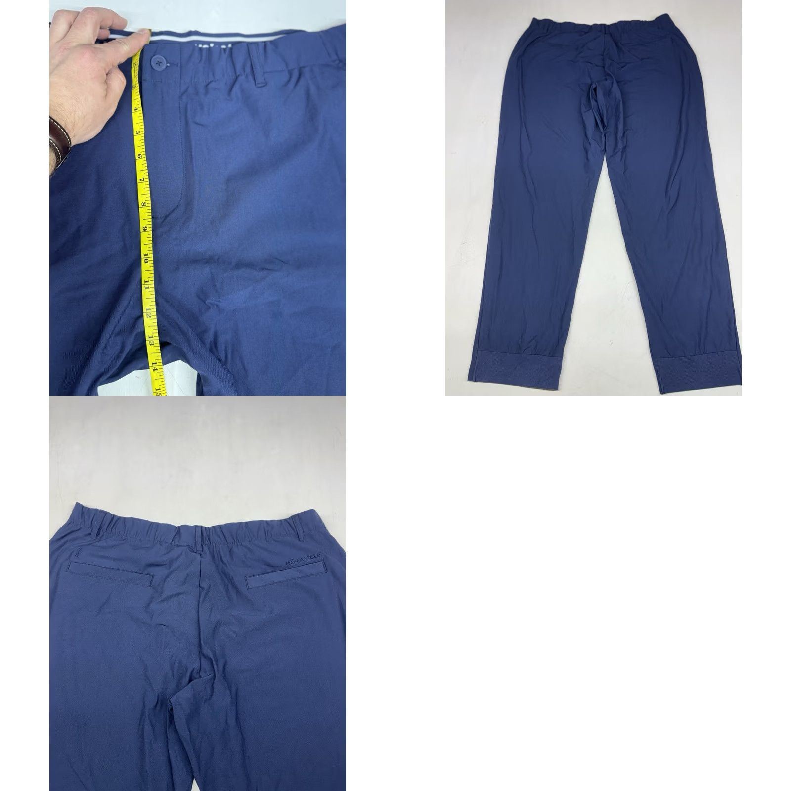 Vintage U Suck At Golf USAG Pants Mens 40x32 Navy Athletic Chino Modern Flat Front Elastic Waist Slash Pocket Size US 40 / EU 56 - 8 Thumbnail