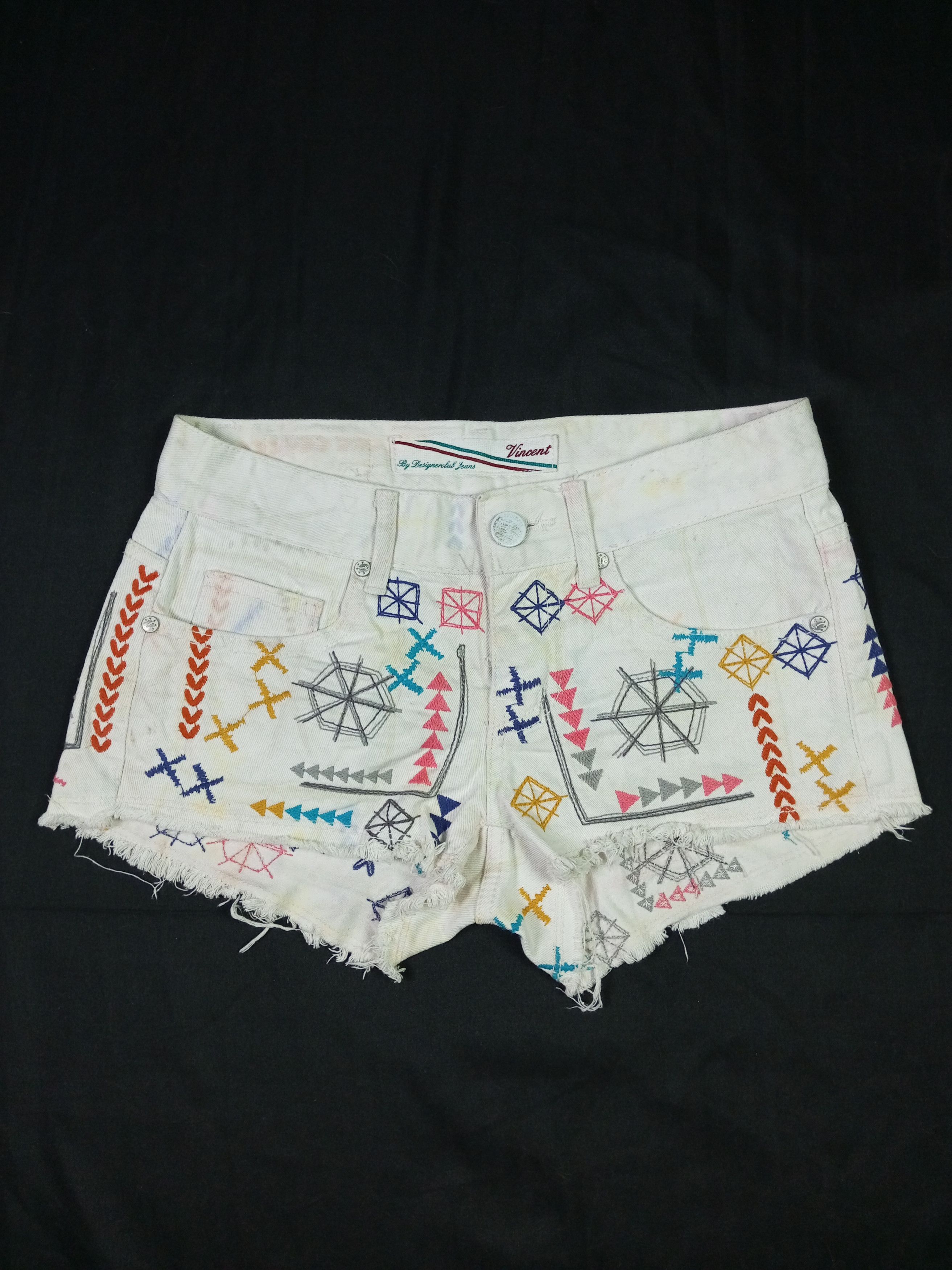 Japanese Brand Vincent by Designer Club Jeans denim shorts ☠️✨ Size 22" - 1 Thumbnail