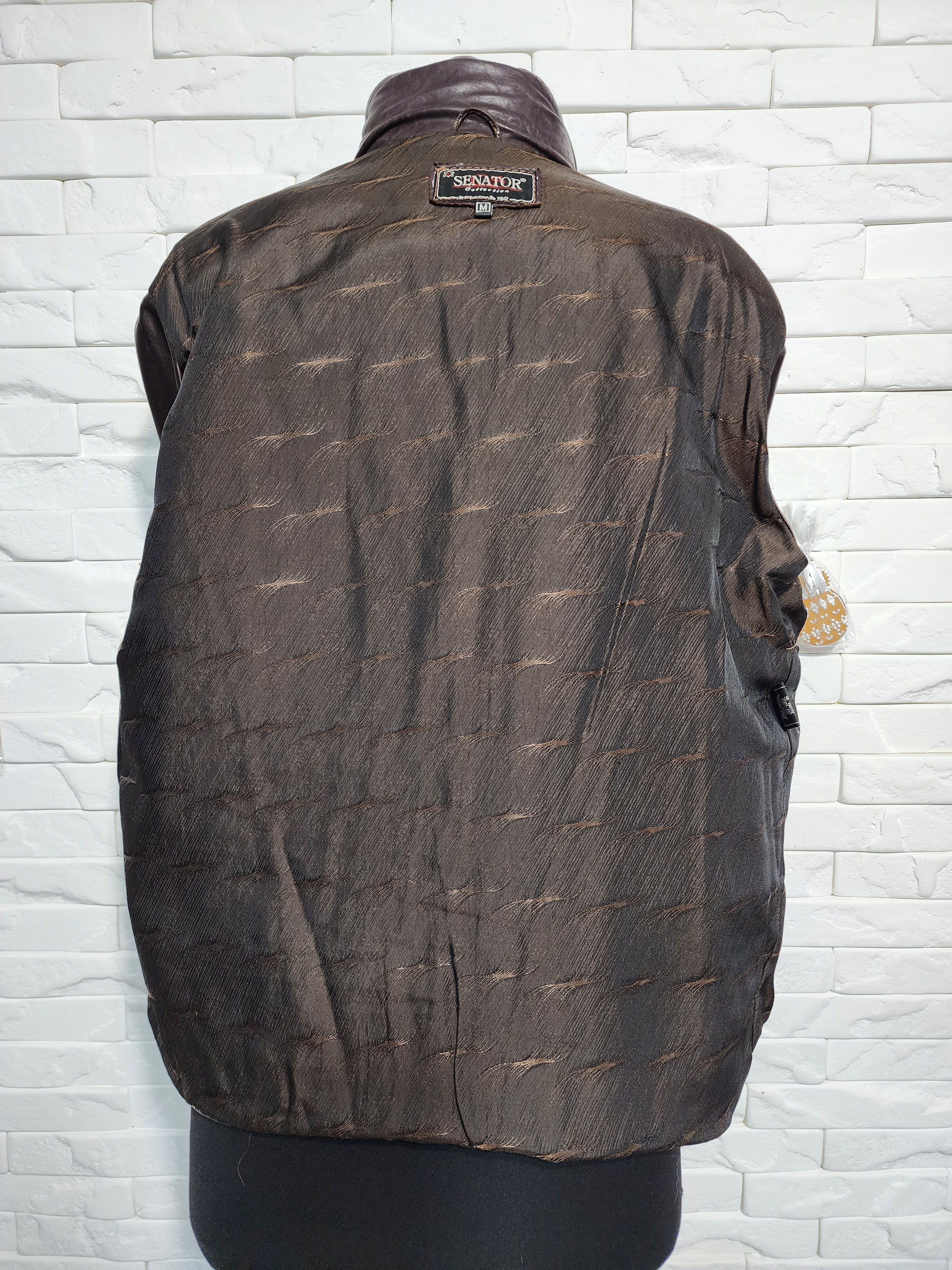 Uniqlo Brown Leather Jacket: Men's Zippered Bomber with Pockets Size US M / EU 48-50 / 2 - 8 Thumbnail