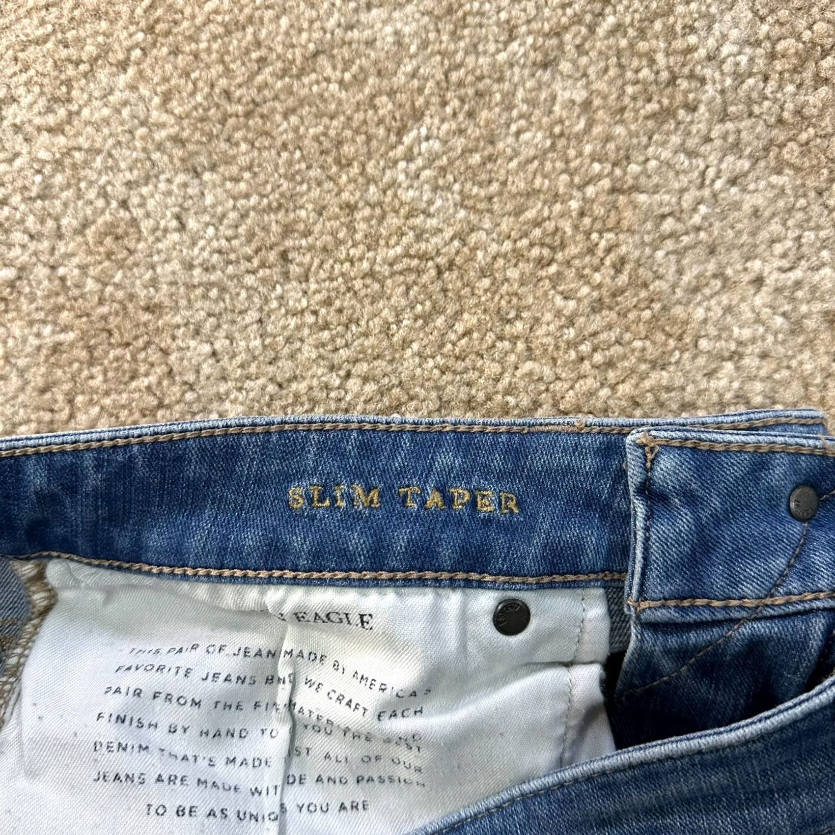 American Eagle Outfitters American Eagle Outfitters Slim Jeans Men's 32x34 Blue Denim Distressed Modern 5-Pocket Belt Loops Cotton Blend Slim Straight Classic Casual Jeans Size US 32 / EU 48 - 4 Thumbnail
