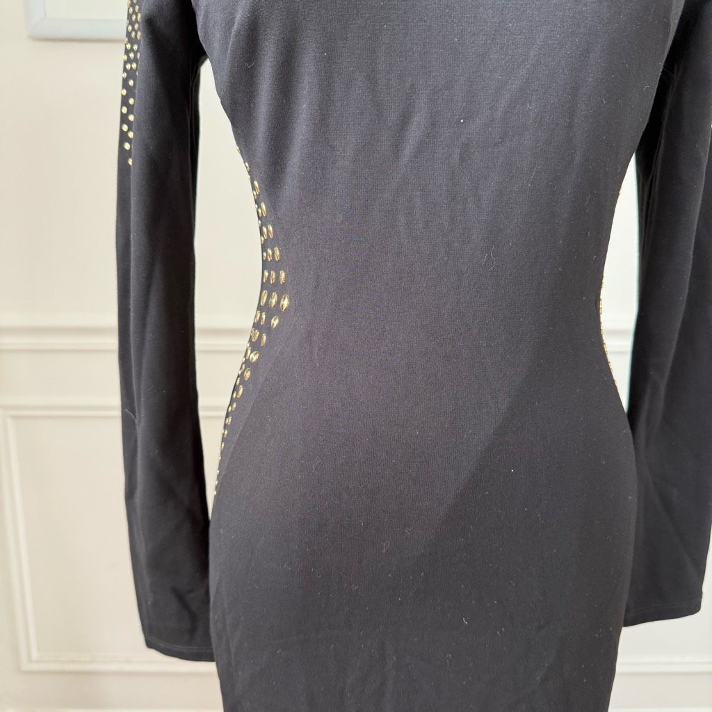 Other Cache Gold Stud Sheath Dress Long Sleeve LBD Dress 6 Size M / US 6-8 / IT 42-44 - 3 Thumbnail