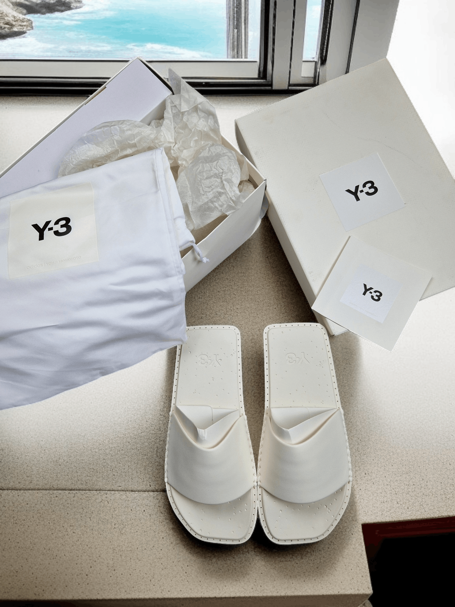 Adidas Y-3 Water Slides White FZ6424 Size 7 US