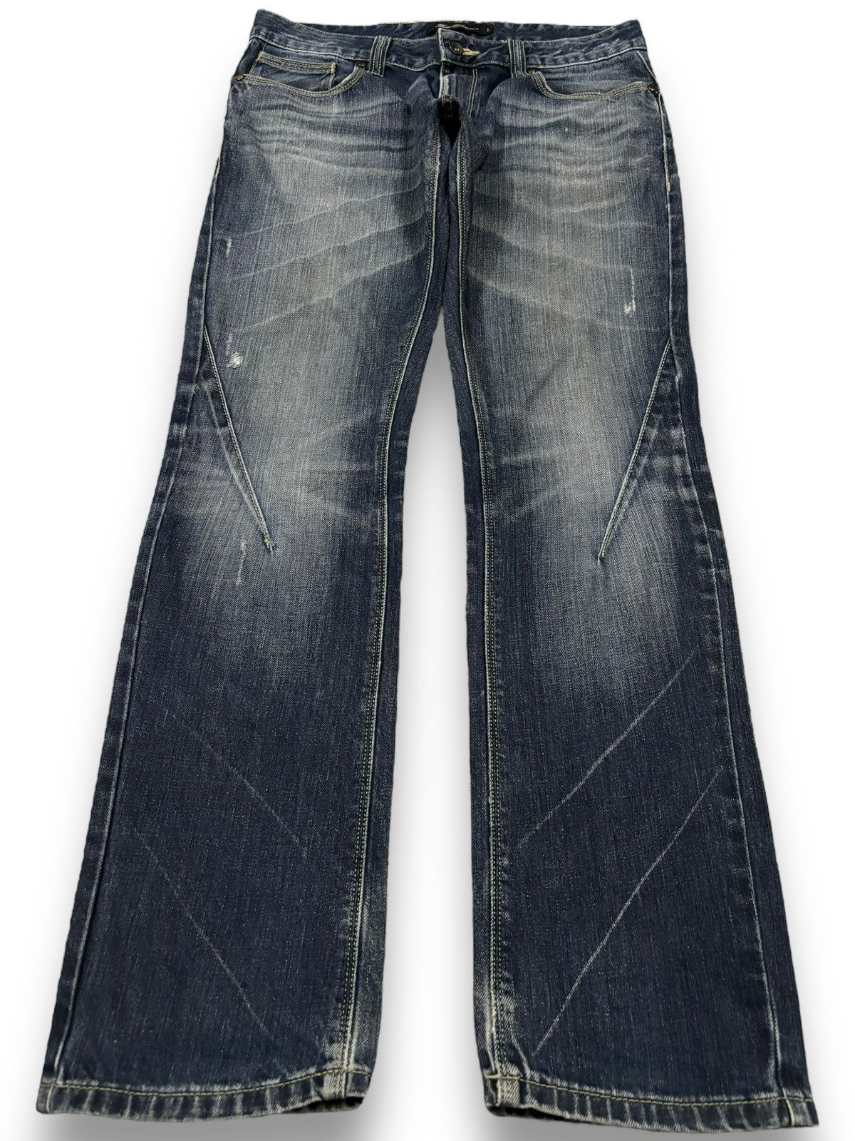 Number (N)ine Japanese Brand Whiskers Distressed Jeans Number (N)ine Style Size US 32 / EU 48 - 1 Thumbnail