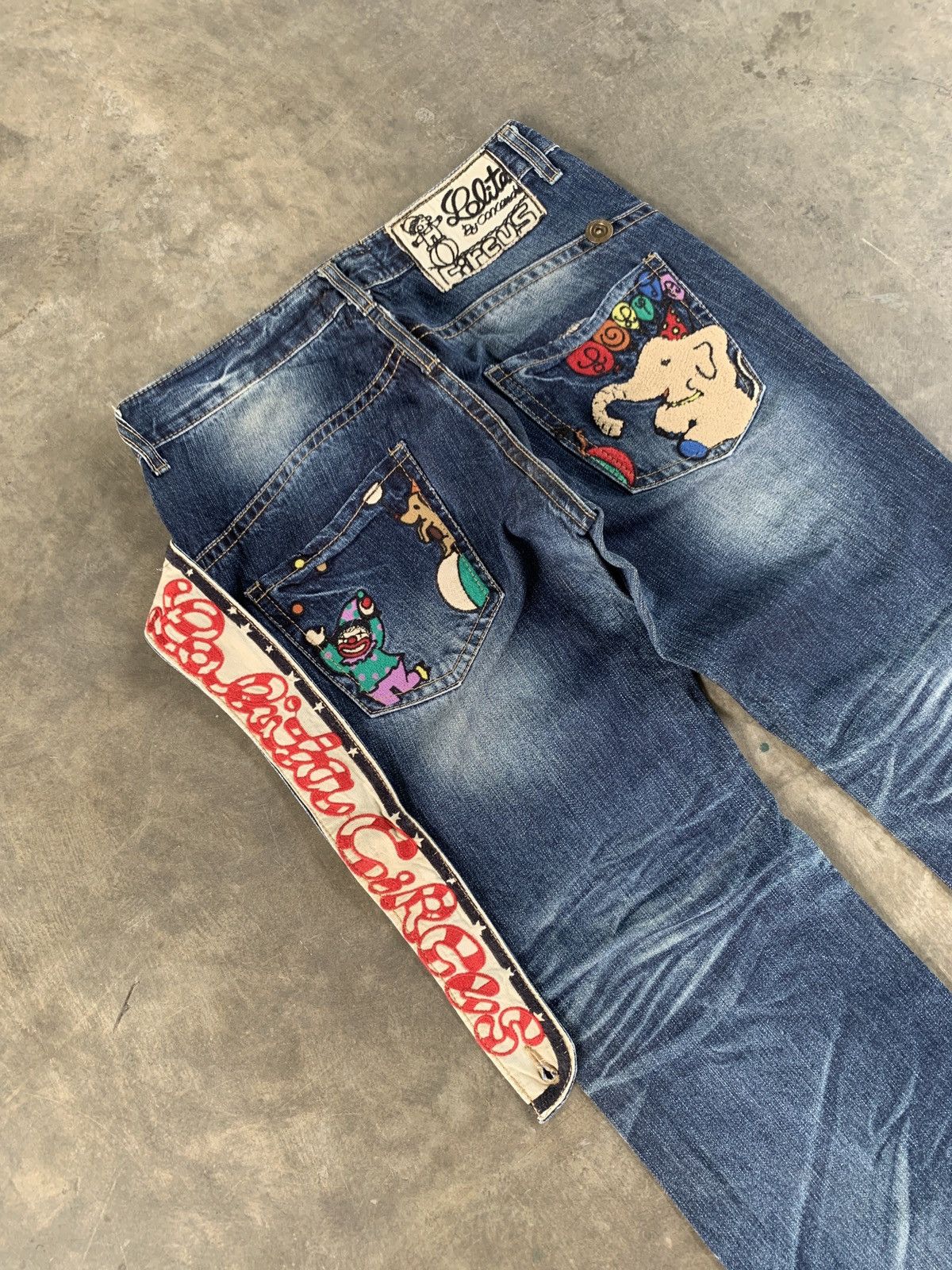 Japanese Brand Lolita circus embroidery whiskered jeans Size 34" / US 12 / IT 48 - 6 Thumbnail