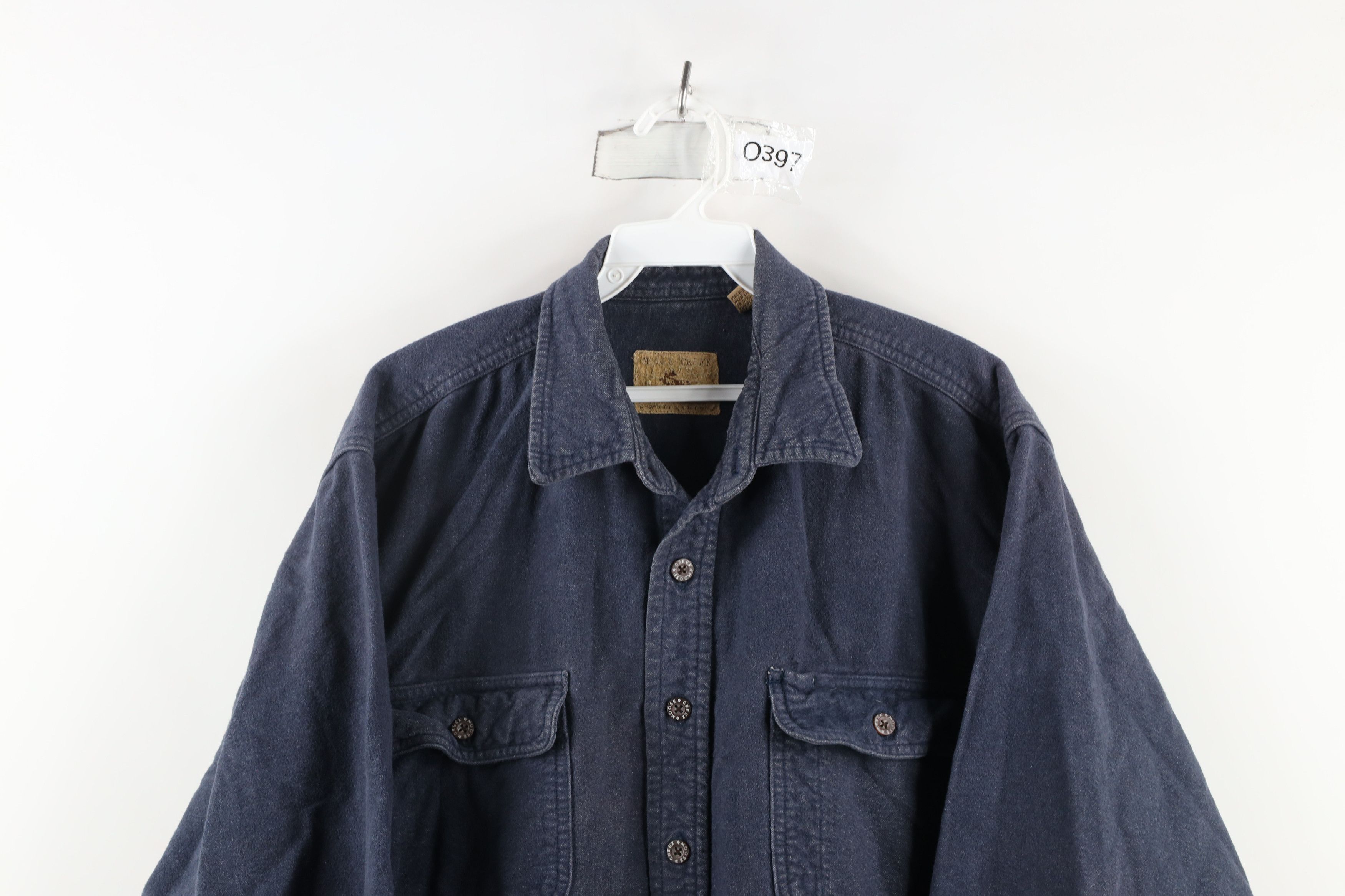 Vintage Vintage 90s Streetwear Heavyweight Cloth Button Shirt Blue Size US XL / EU 56 / 4 - 2 Thumbnail