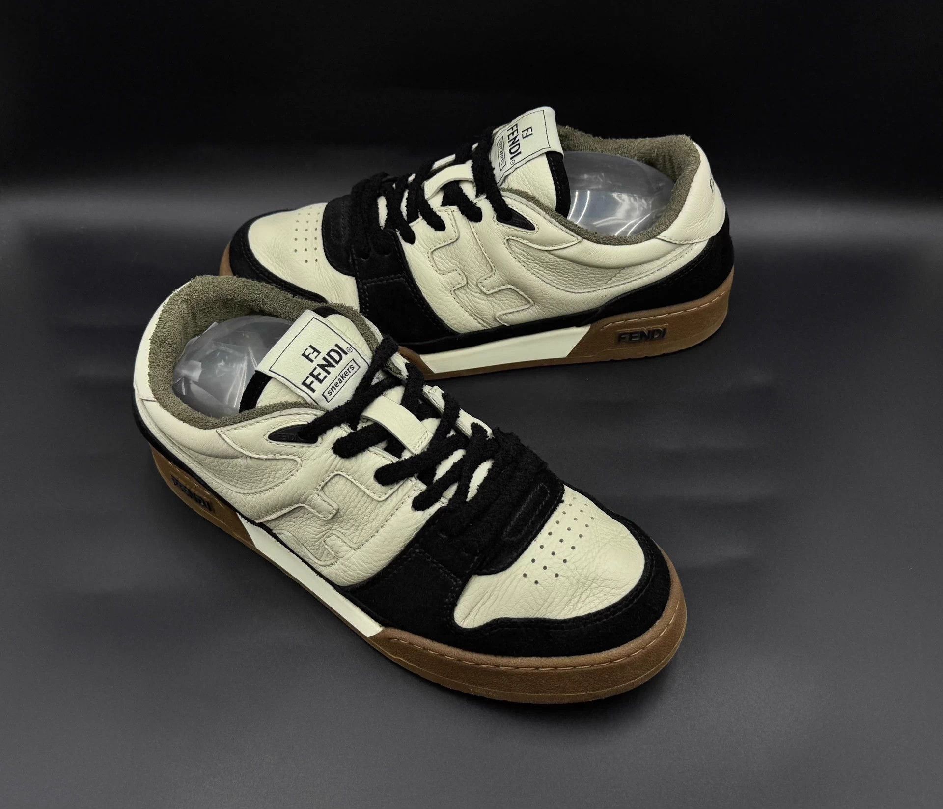 Fendi FENDI Match Leather Colorblocked Sneakers Men's Black White Size US 8 / EU 41 - 7 Thumbnail
