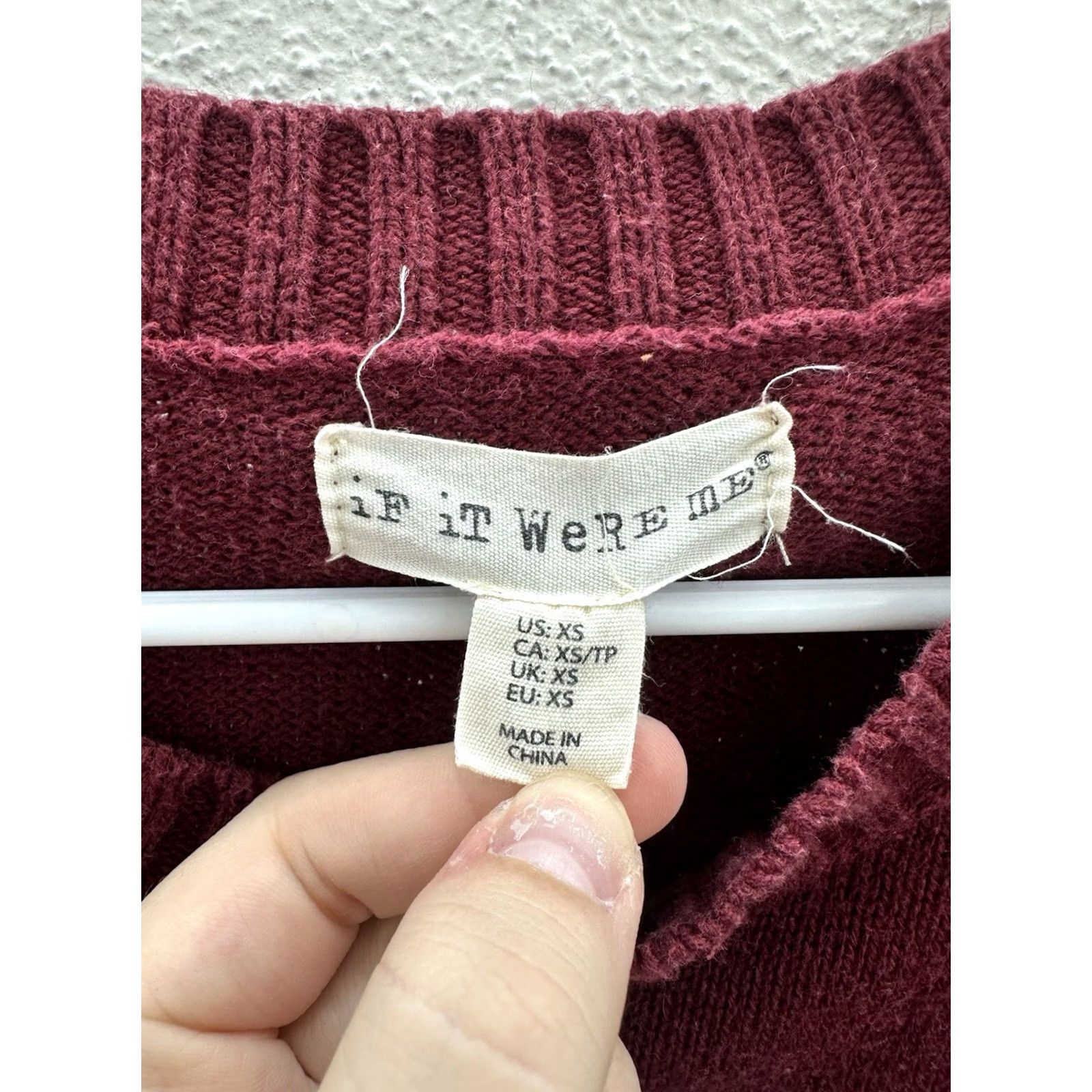 Vintage If It Were Me Womens Sweater Dress XS Red Long Sleeve Knit Fair Isle Detail Dress Size XS / US 0-2 / IT 36-38 - 3 Thumbnail