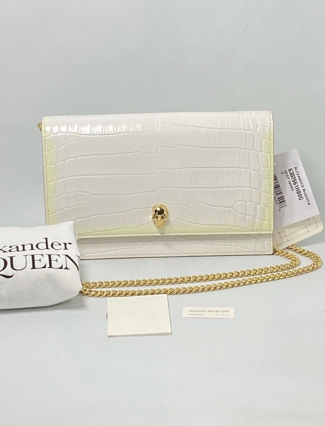 Alexander McQueen Alexander McQueen Small Skull Croc-Embossed Shoulder Bag Size ONE SIZE - 1 Thumbnail