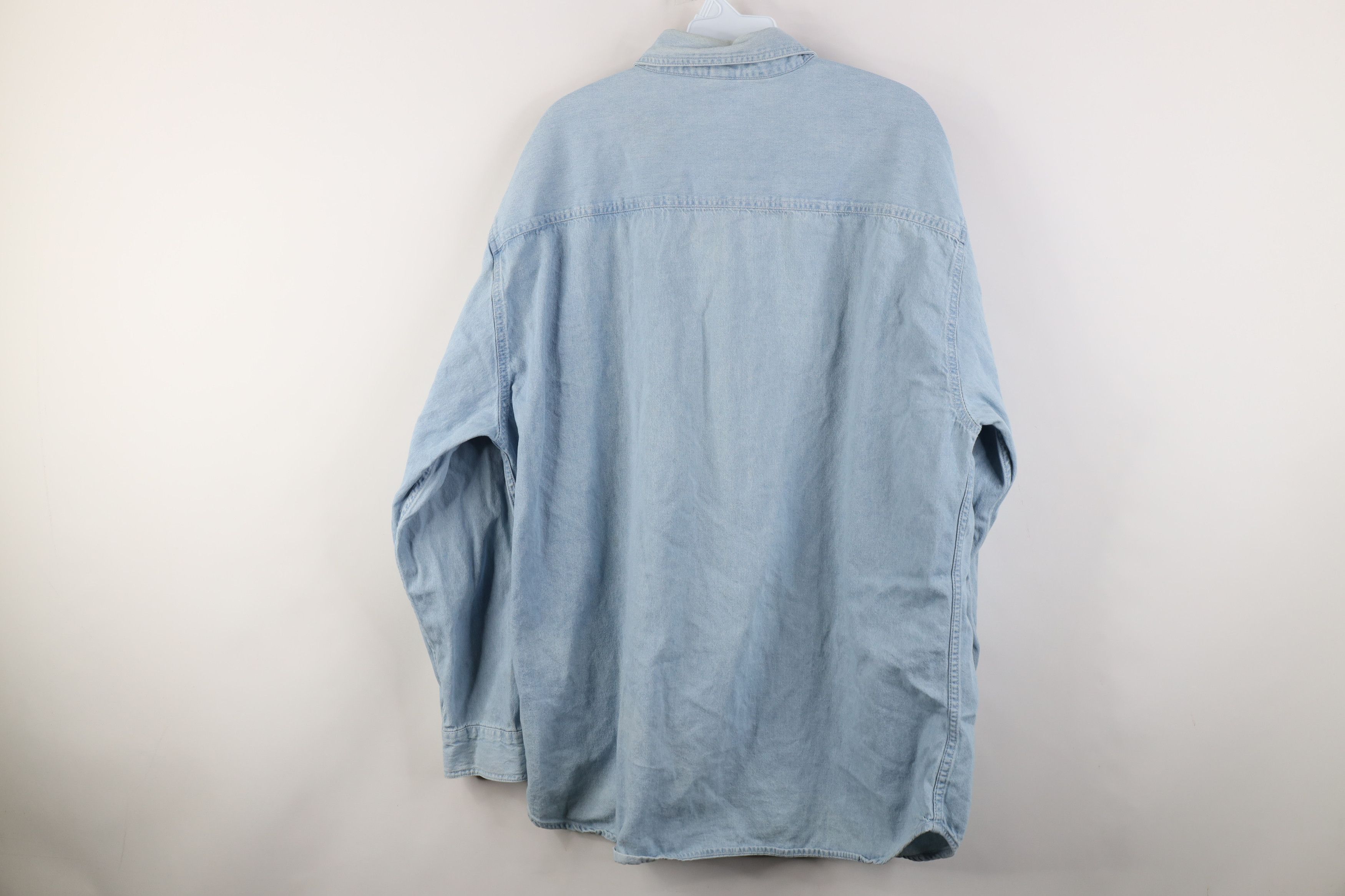Vintage Vintage 90s Railroad Open Collared Denim Jean Button Shirt Size US XL / EU 56 / 4 - 12 Thumbnail