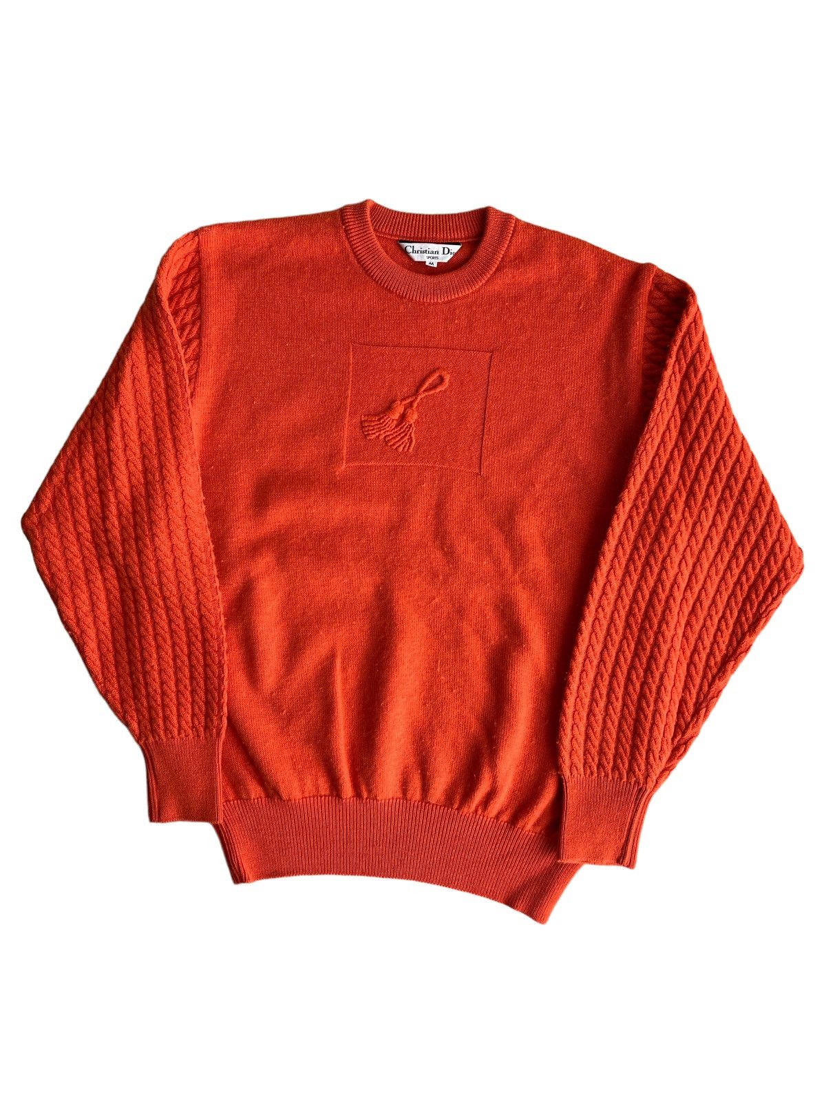 Christian Dior Monsieur 1980s Christian Dior 🇮🇹 Orange Hybrid Knit Sleeve Sweater Size US M / EU 48-50 / 2 - 2 Thumbnail