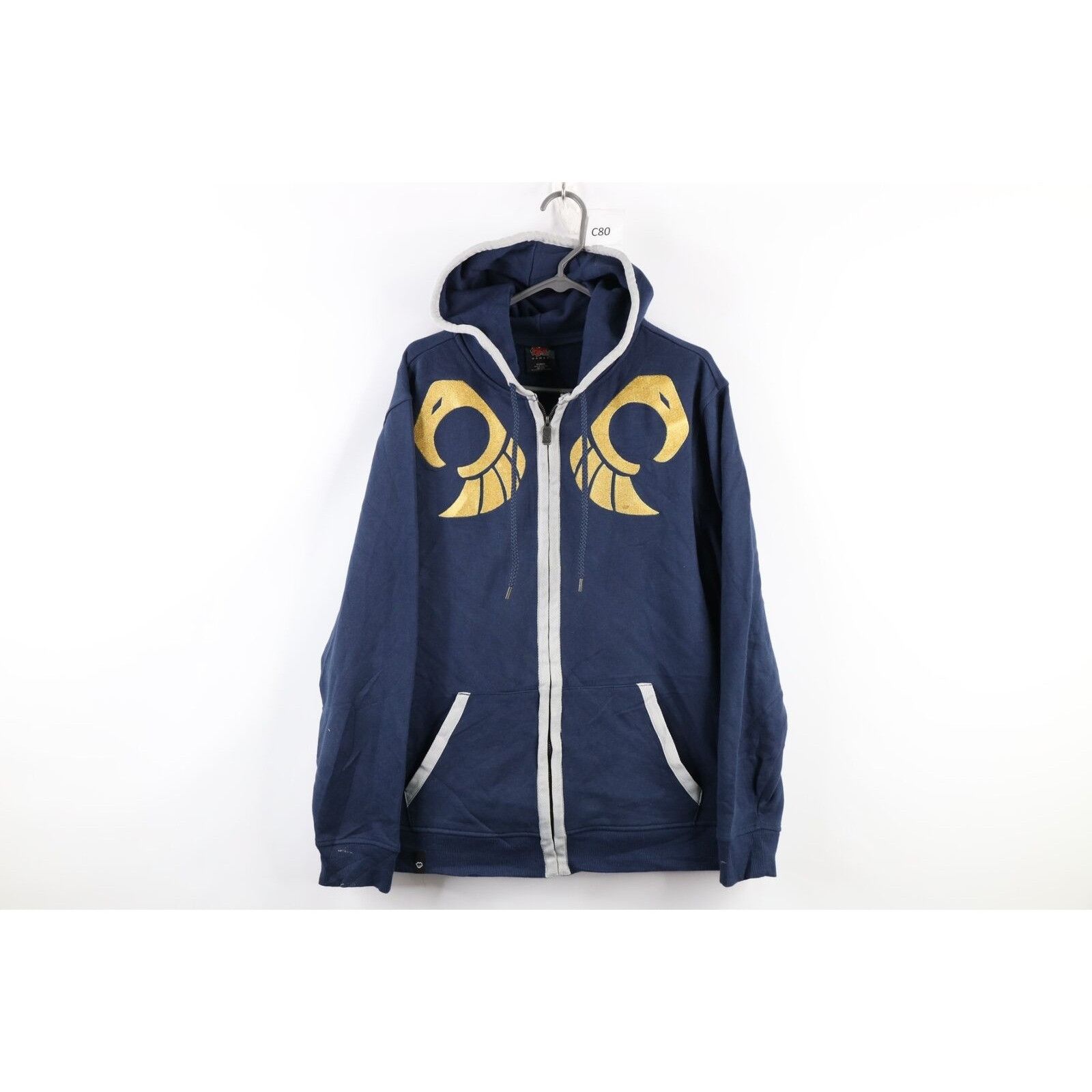 image of Vintage Riot Games League Of Legends Official Demacia Hoodie in Blue, Men's (Size XL)