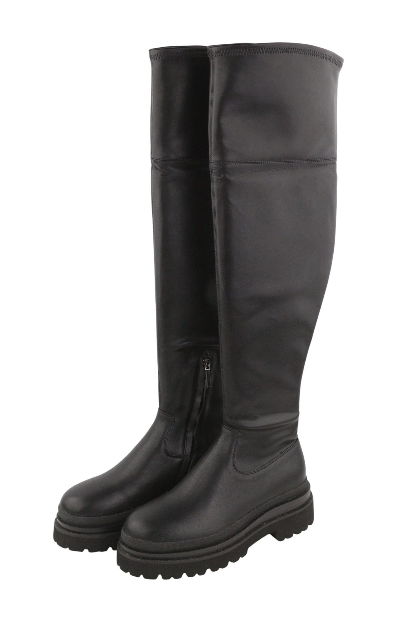 Other LOLA CRUZ AMALIA EU37 Black Leather Chunky Lug Rubber 87540 Size US 6 / IT 36 - 5 Thumbnail