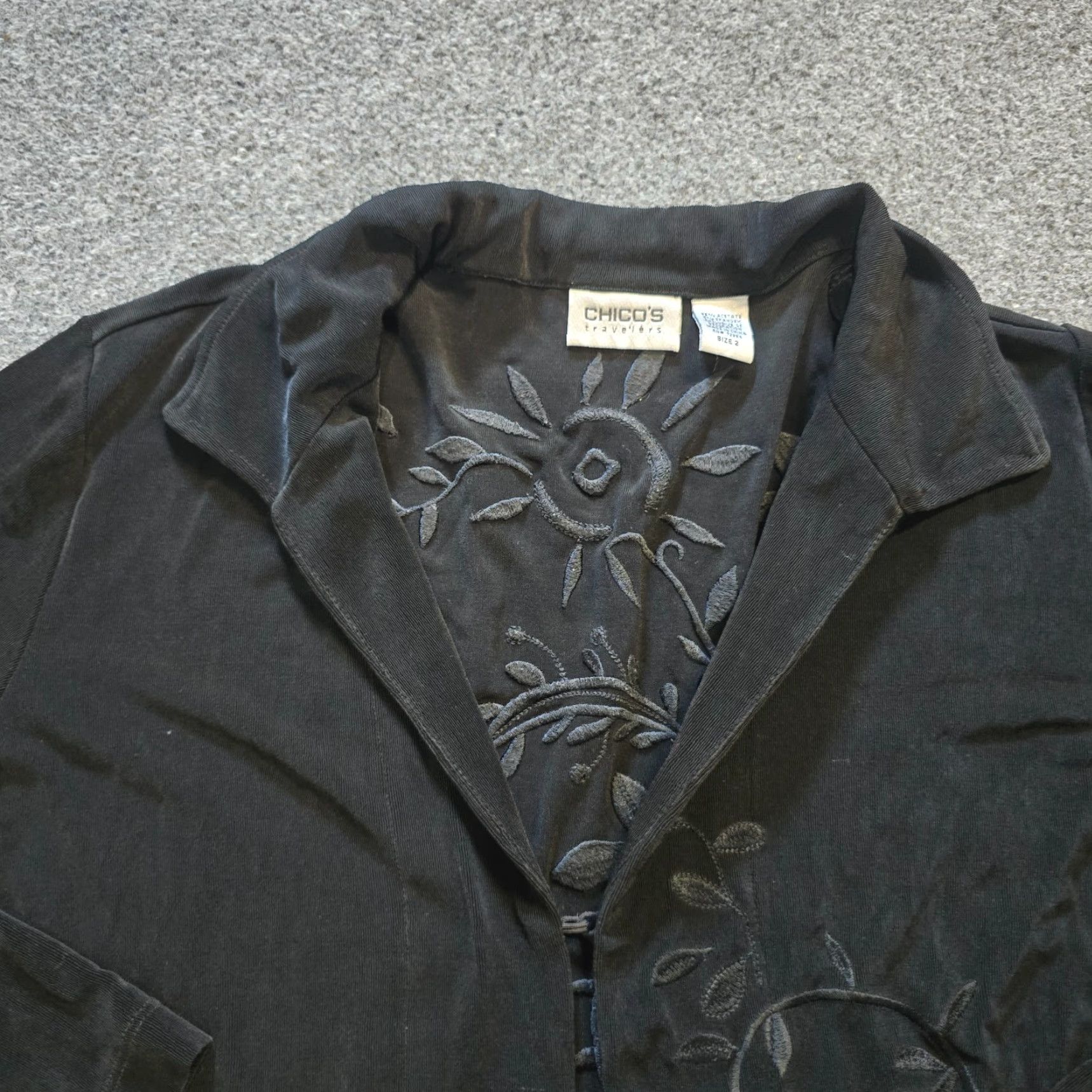 Vintage Chicos Womens Large Black Cardigan Stretch Slinky Witch Goth Career Size L / US 10 / IT 46 - 3 Thumbnail