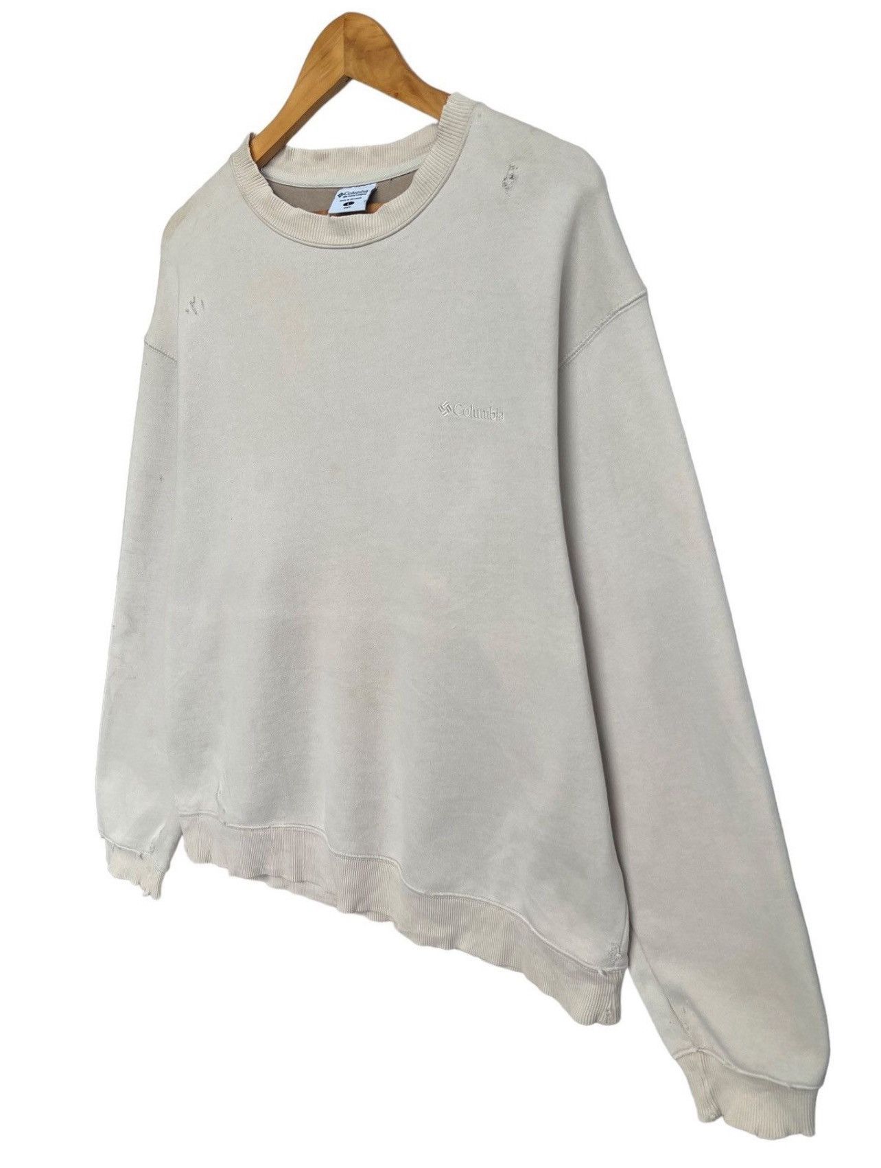 Columbia Columbia Distressed Thrashed Beige Sweatshirt Oversized XL Size US XL / EU 56 / 4 - 4 Thumbnail