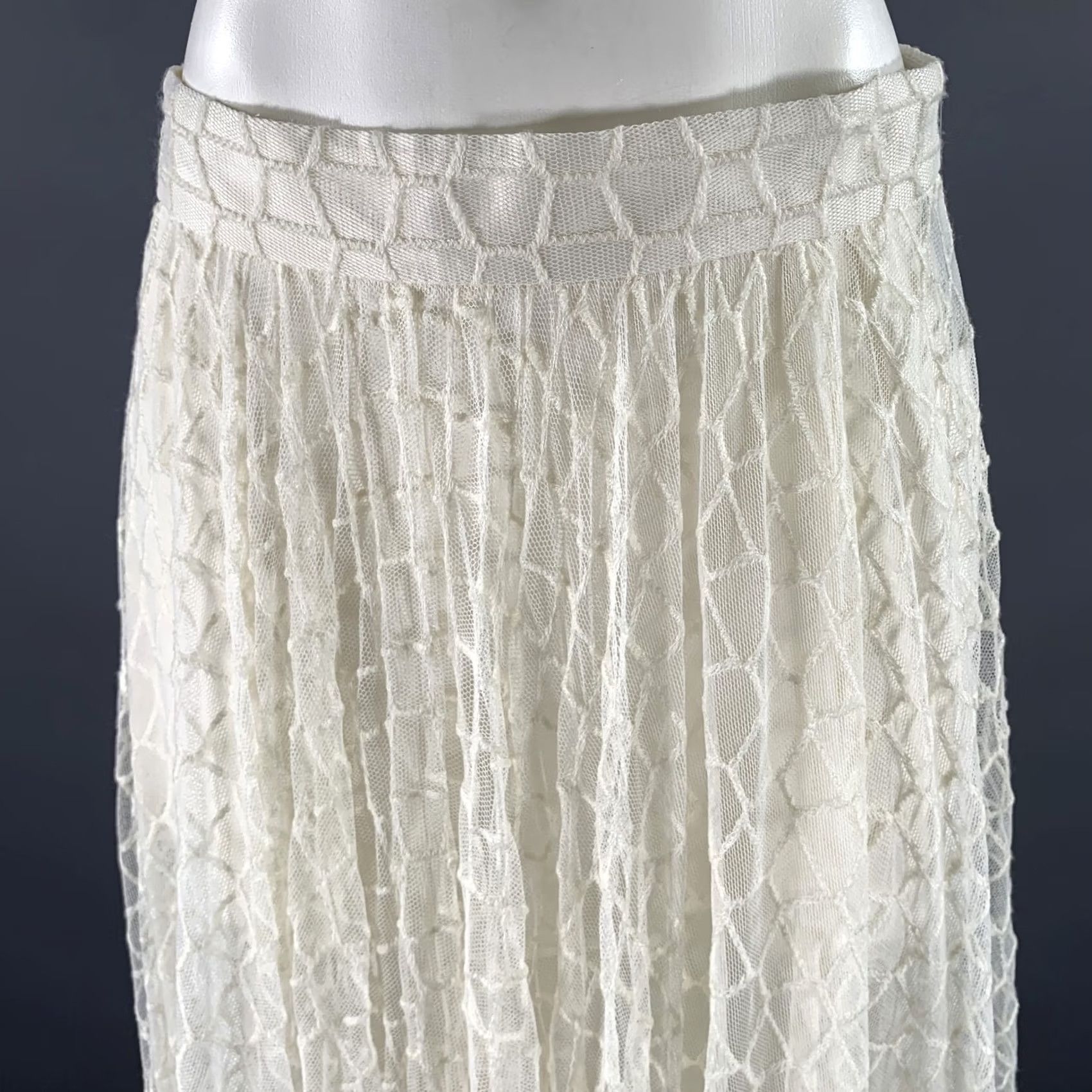 Akris AKRIS Maxi Skirt Cream Ivory Polyamid Wool Blend Lace Size 12 Womens Size 34" / US 12 / IT 48 - 2 Thumbnail