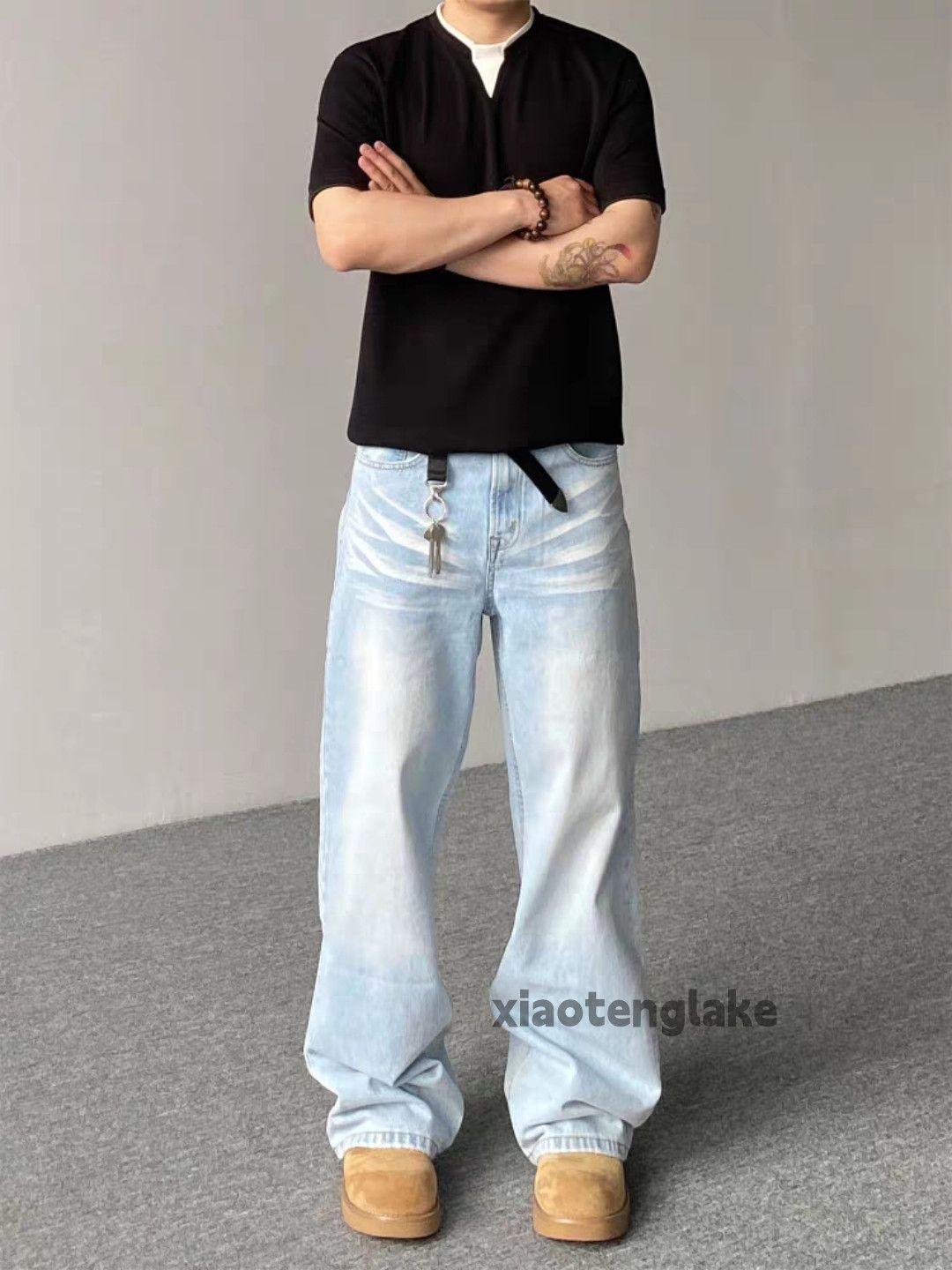 Jean Custom washed faded loose baggy wide Leg y2k jeans Size US 28 / EU 44 - 8 Thumbnail