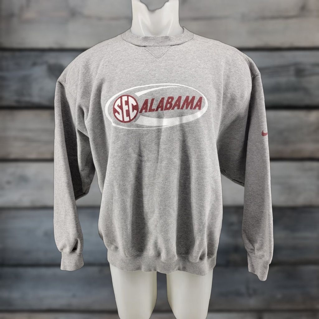 Nike Nike Alabama Crimson Tide Sweater Mens Large Gray Pullover Football Crew Neck Fleece Embroidered Logo Size US L / EU 52-54 / 3 - 1 Thumbnail