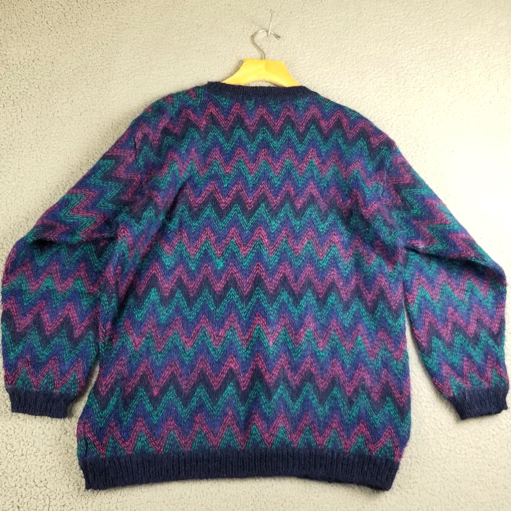 Vintage VINTAGE Karen Scott Mohair Sweater Medium Purple Blue Chunky-Knit Geometric 80s Boho Womens Size M / US 6-8 / IT 42-44 - 7 Thumbnail