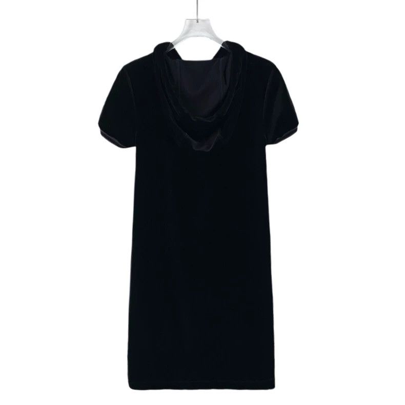Gucci Gucci Black logo hooded short-sleeved velvet dress Size XS / US 0-2 / IT 36-38 - 2 Thumbnail