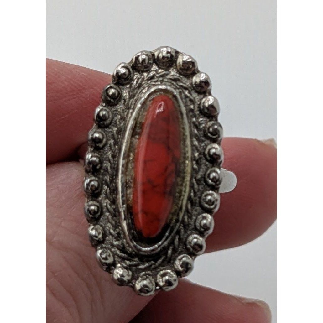 Other Vintage Southwestern Faux Red Jasper Oval Statement Ring Siz Size ONE SIZE - 7 Thumbnail