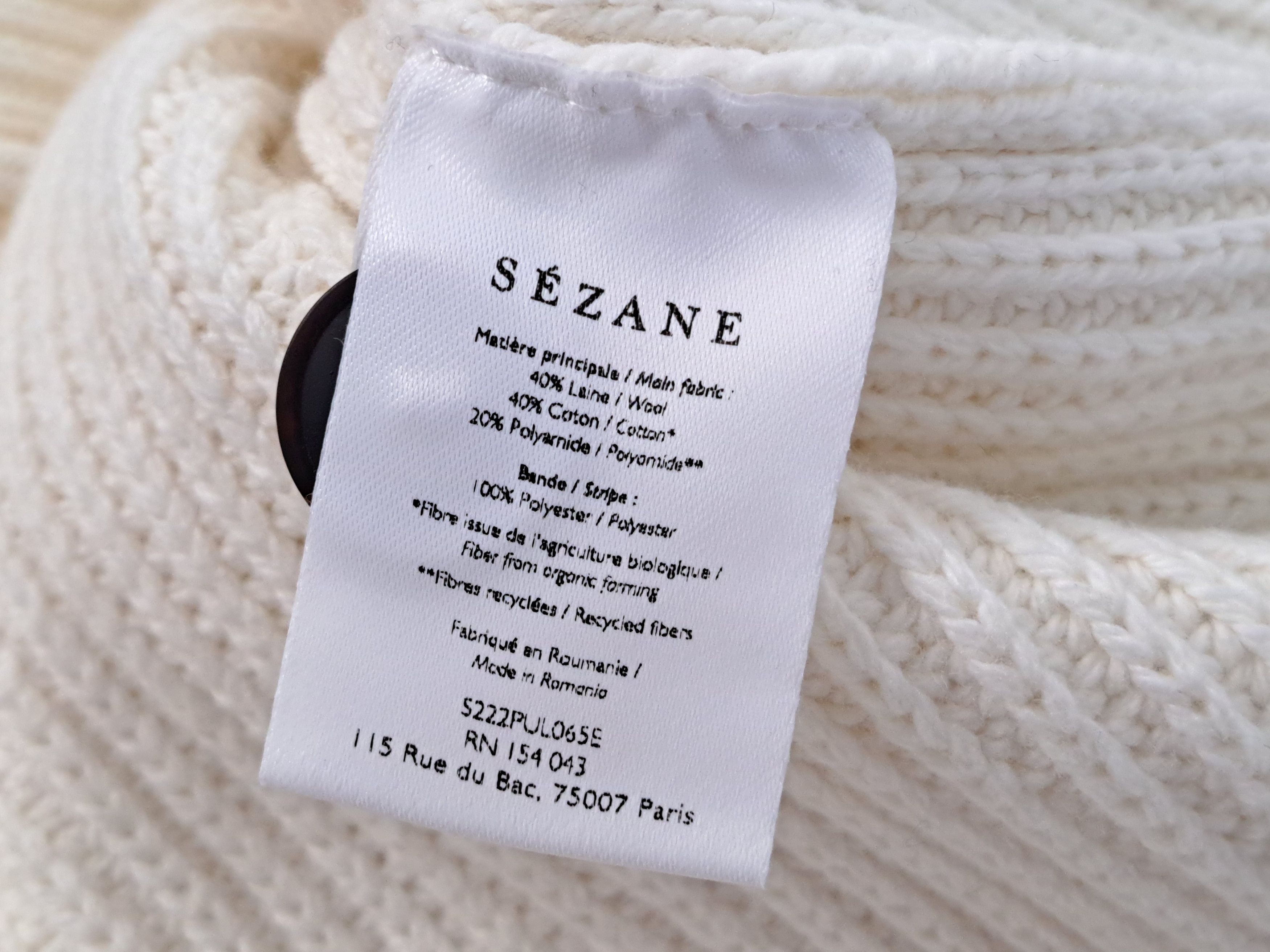 Sezane Sezane Darius wool/cotton sweater in ecru. Size S Size S / US 4 / IT 40 - 9 Thumbnail